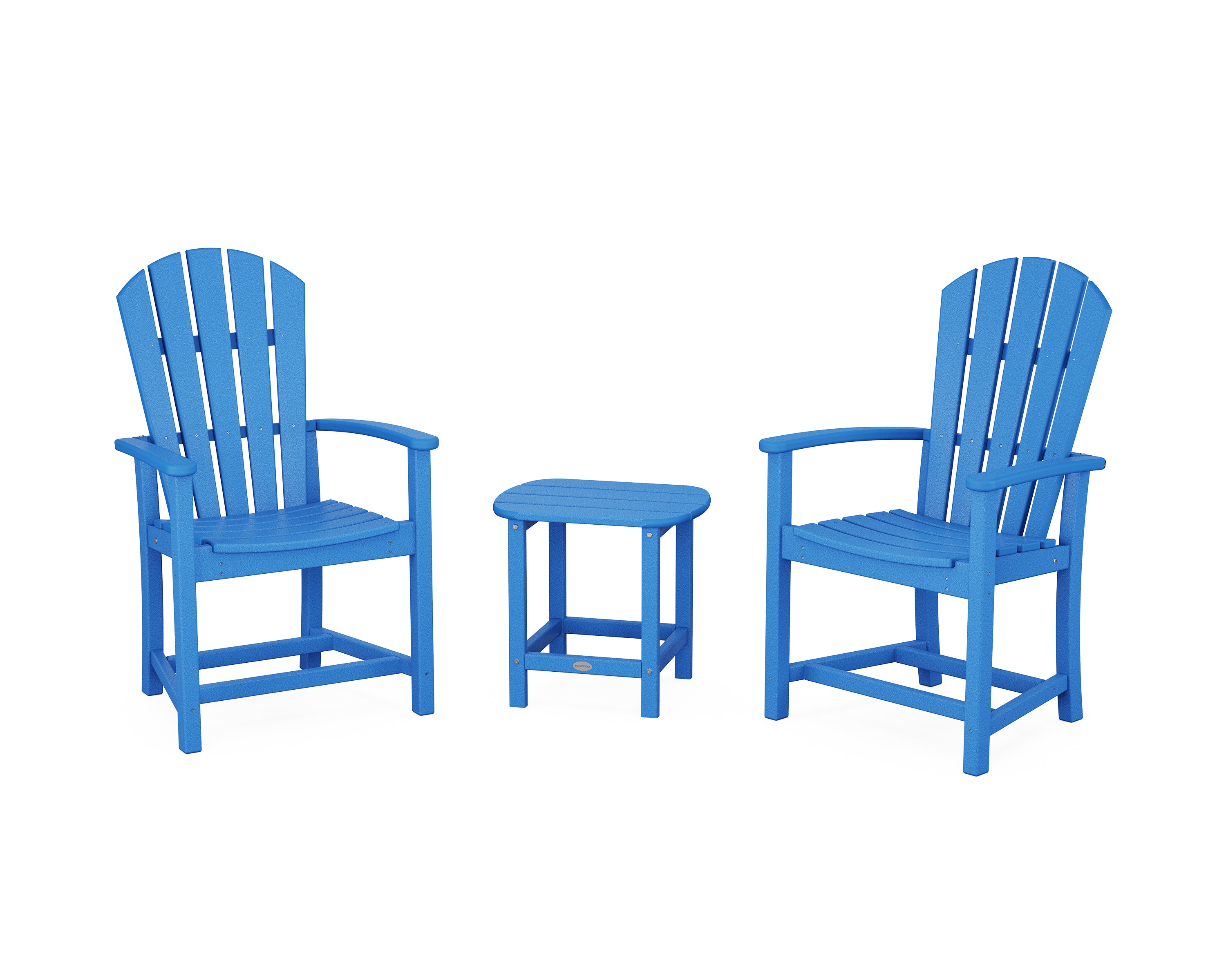 POLYWOOD Palm Coast 3-Piece Upright Adirondack Chair Set in Pacific Blue