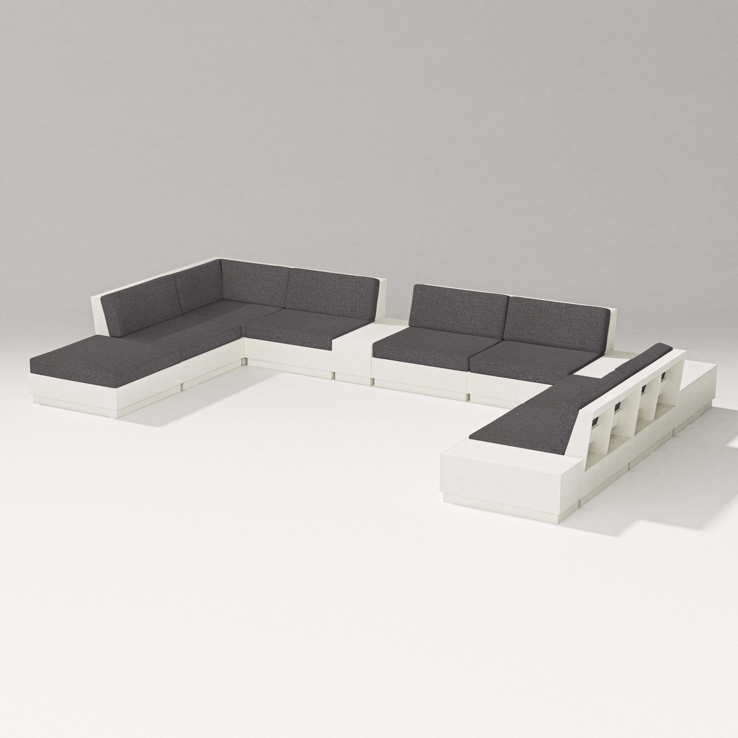 PW Designer Series Elevate 11-Piece Conversation Sectional Set in Vintage White / Ash Charcoal