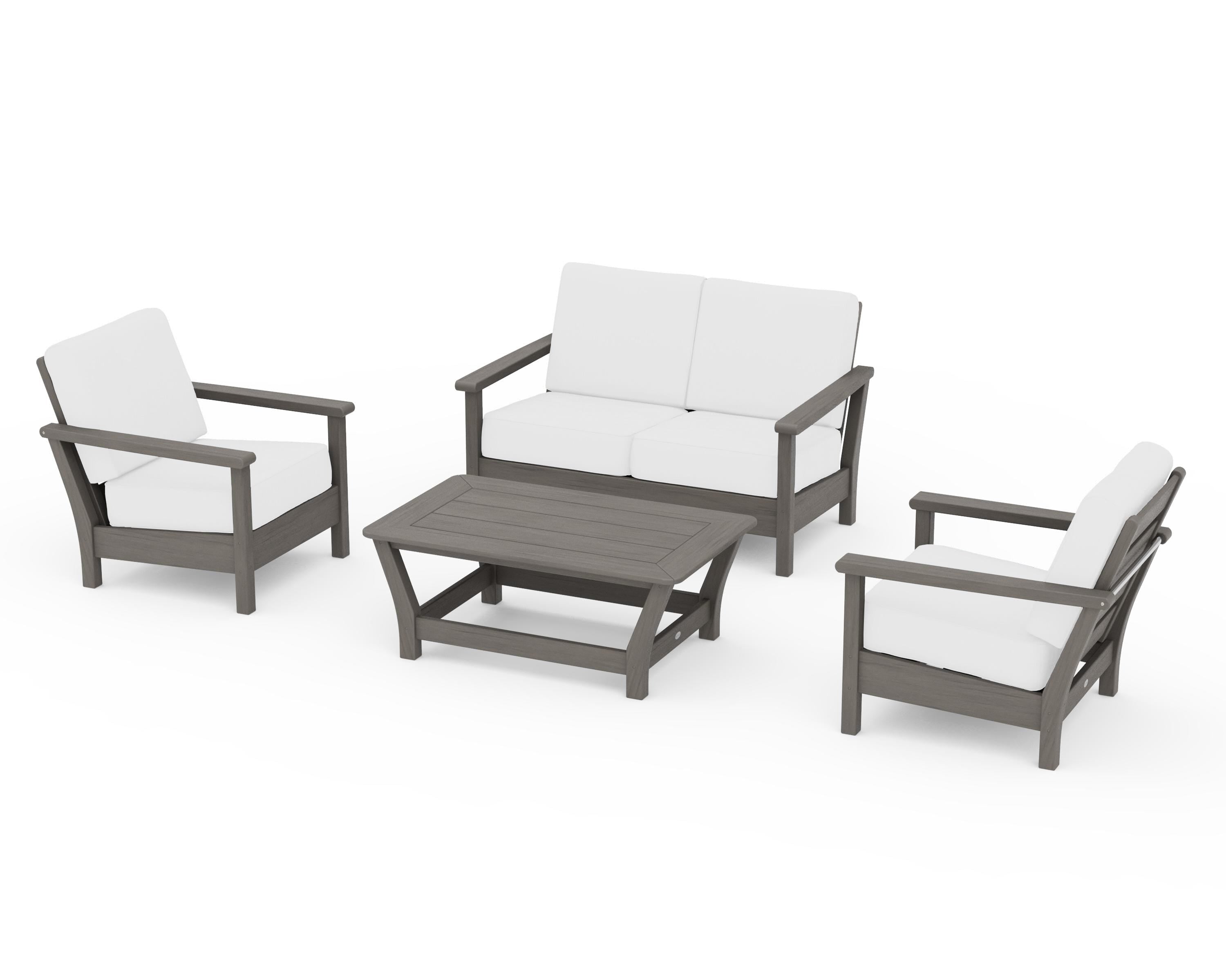 POLYWOOD Harbour 4-Piece Deep Seating Set in Driftwood / Natural