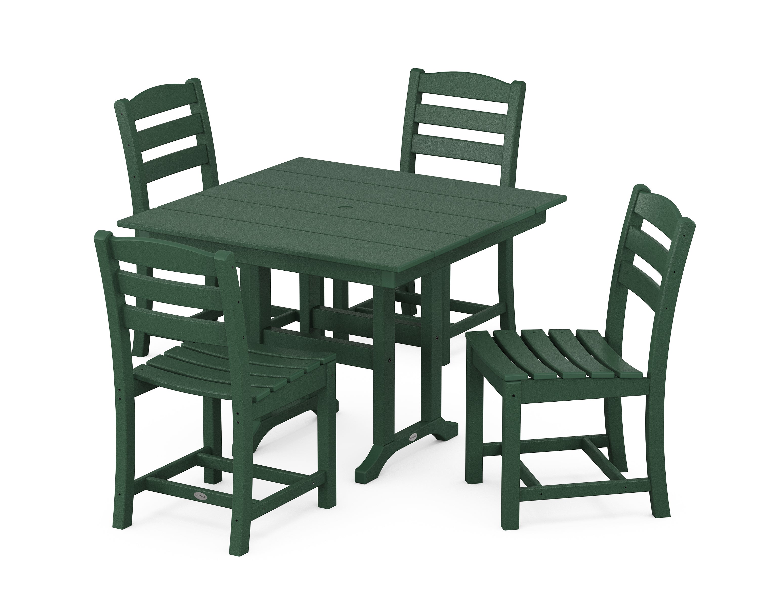 POLYWOOD La Casa Café Side Chair 5-Piece Farmhouse Dining Set in Green