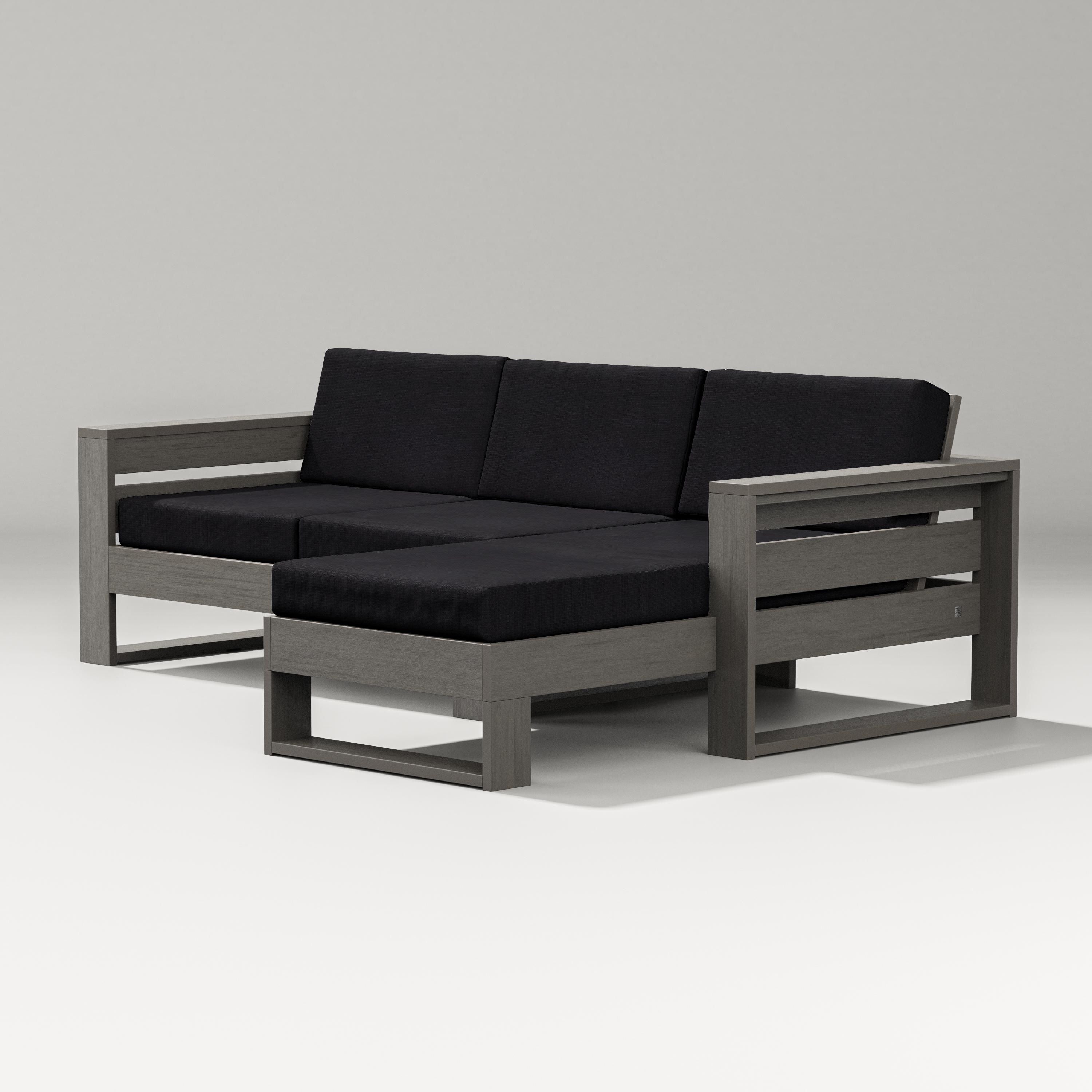 PW Designer Series Latitude Right Chaise Sectional in Driftwood / Midnight Linen