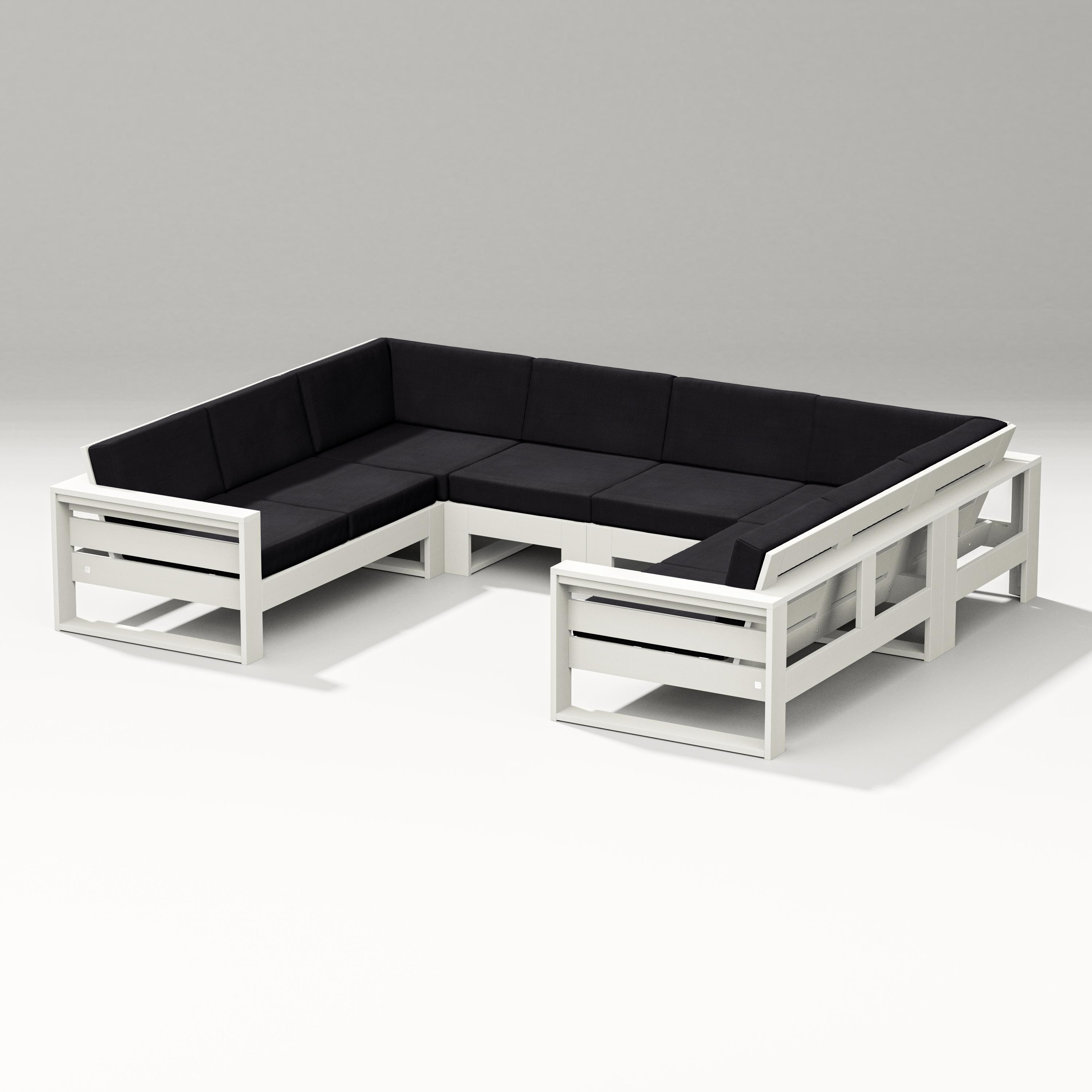 PW Designer Series Latitude U-Shaped Sectional in Vintage White / Midnight Linen