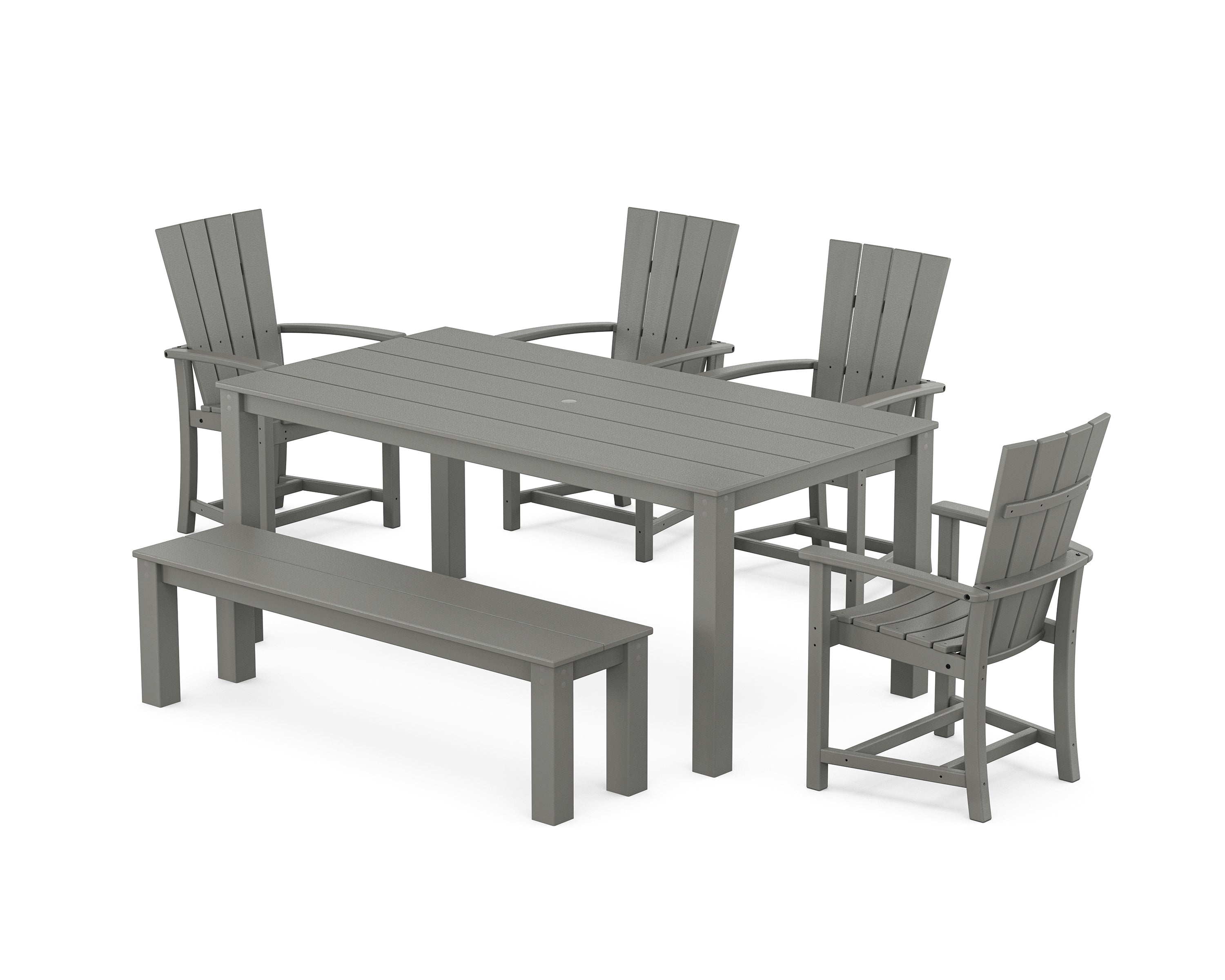 POLYWOOD Quattro 6-Piece Parsons Dining Set with Bench in Slate Grey