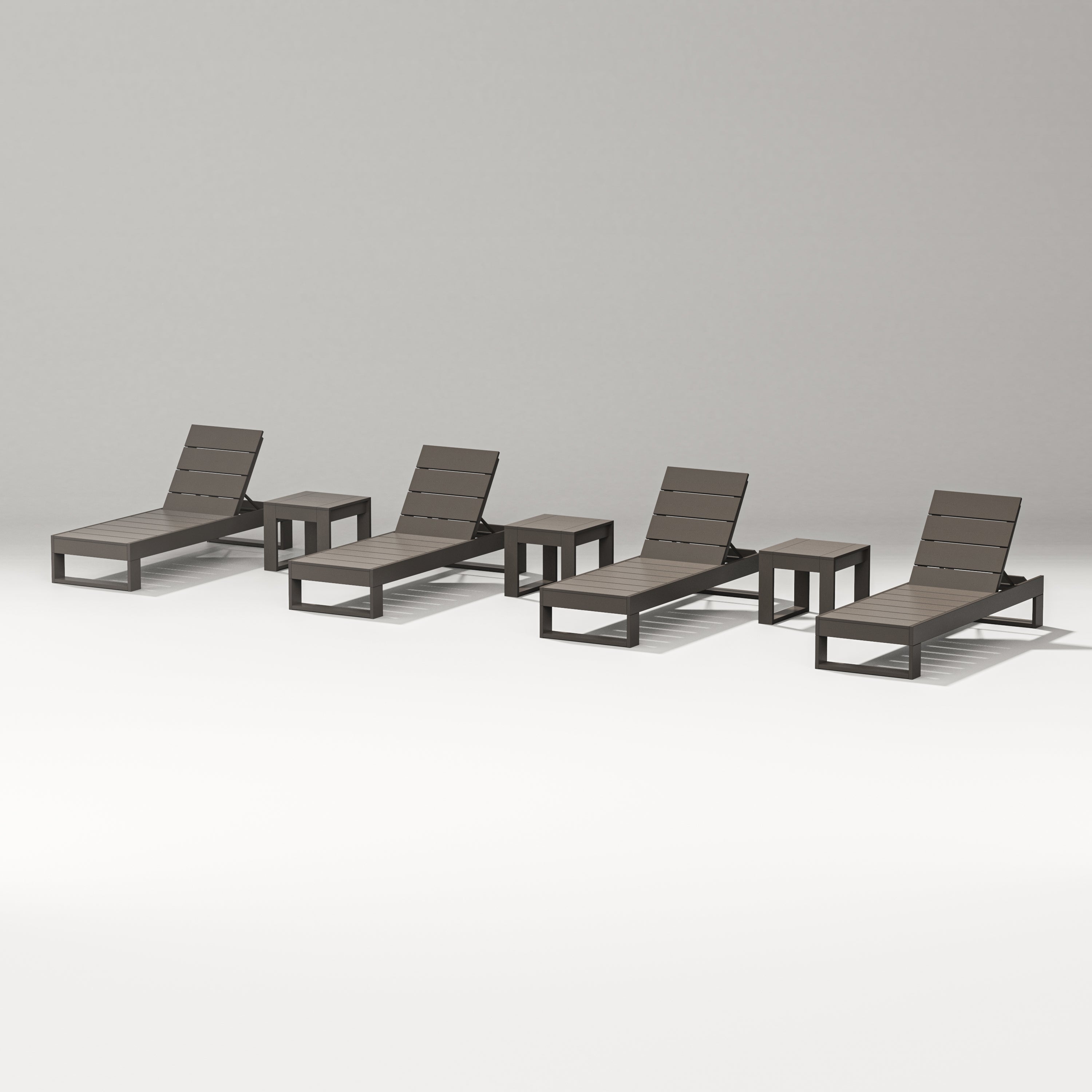 PW Designer Series Latitude 7-Piece Lounge Chaise Set in Vintage Coffee