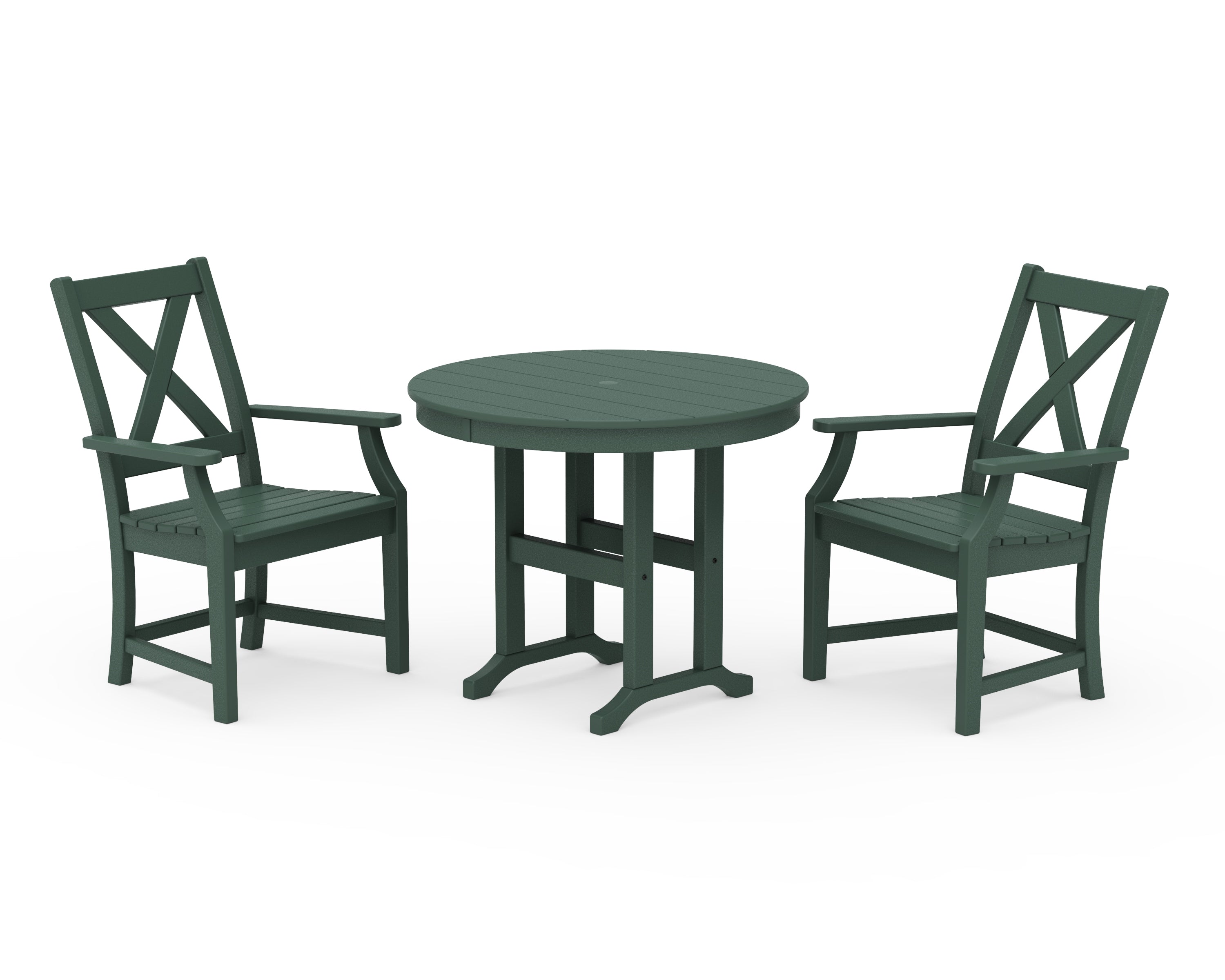 POLYWOOD Braxton 3-Piece Round Dining Set in Green