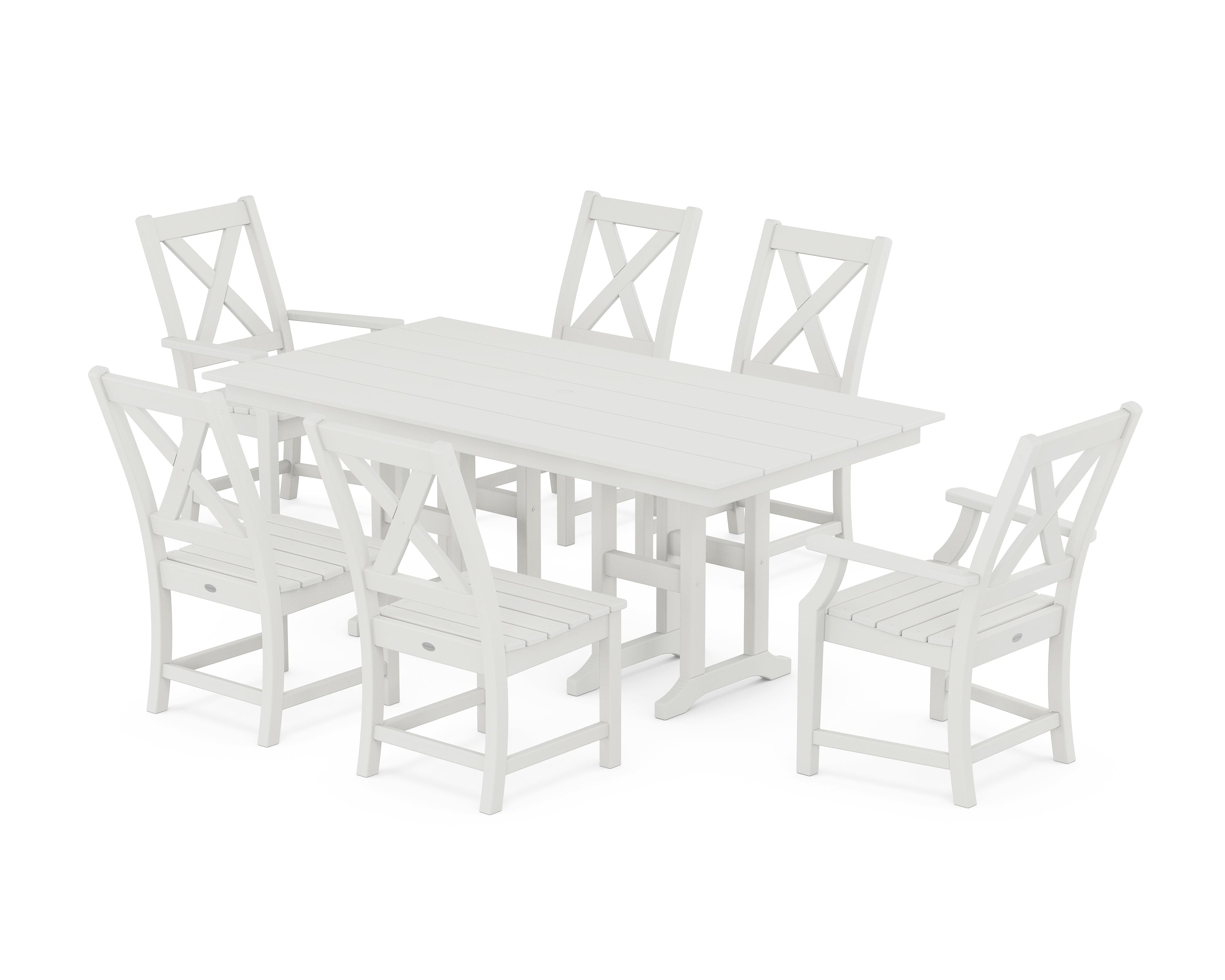 POLYWOOD Braxton 7-Piece Farmhouse Dining Set in Vintage White