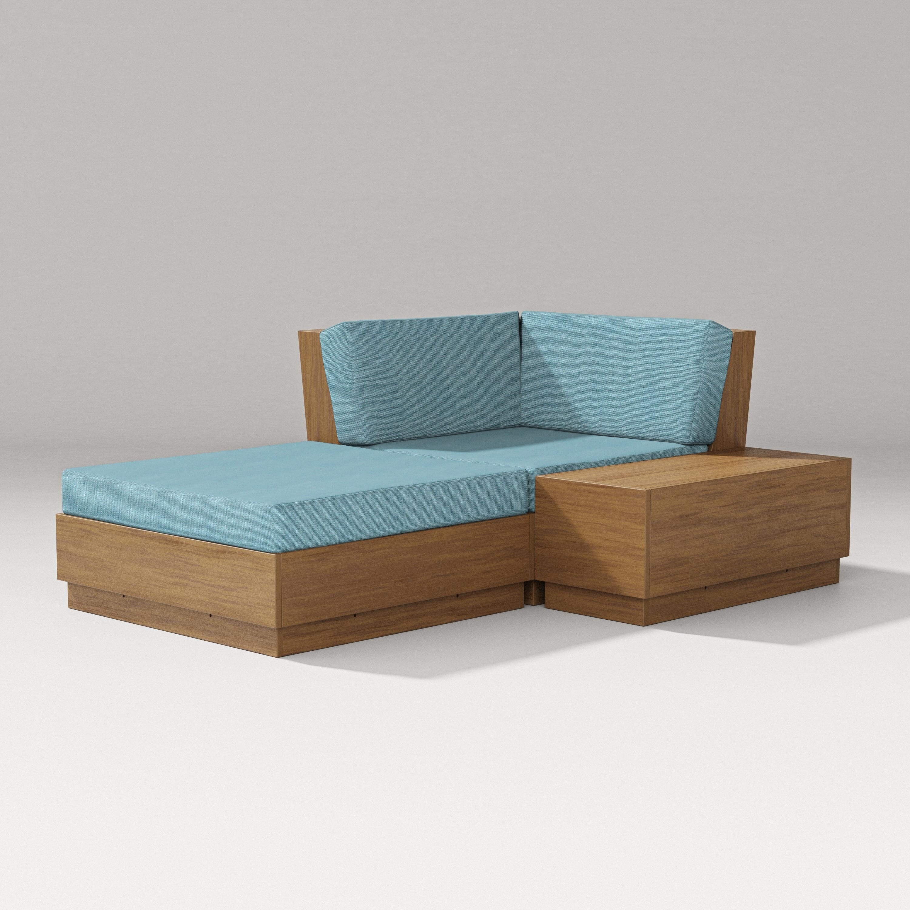 PW Designer Series Elevate Corner Chaise in Natural / Lattice Sky Blue