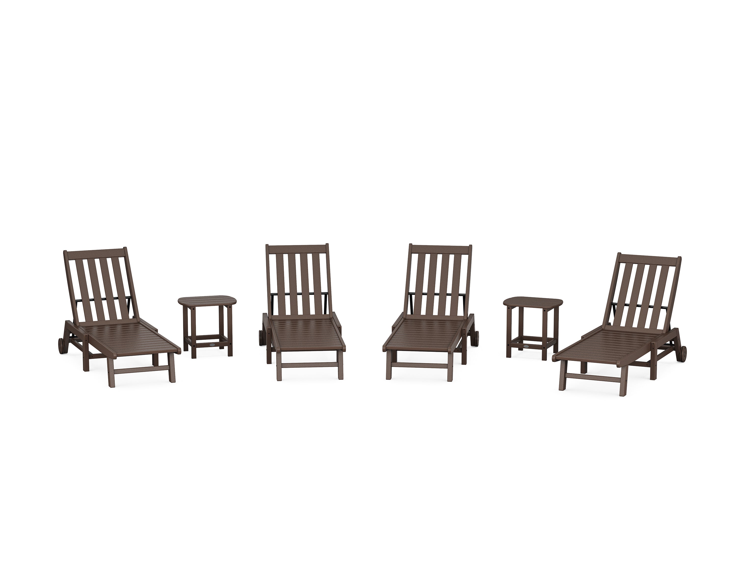 POLYWOOD Vineyard 6-Piece Chaise with Wheels Set in Mahogany