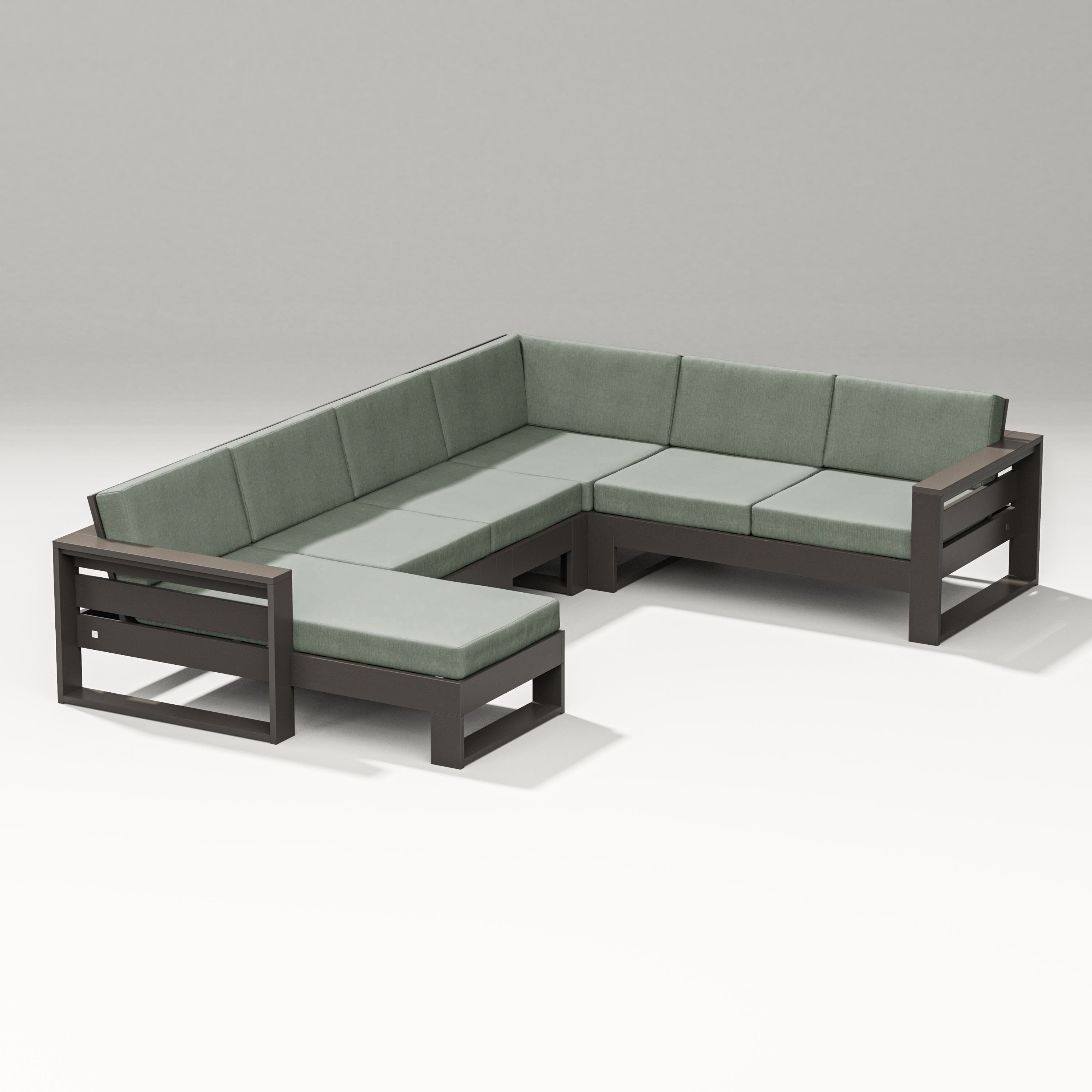 PW Designer Series Latitude Corner Sectional with Left Chaise in Vintage Coffee / Cast Sage