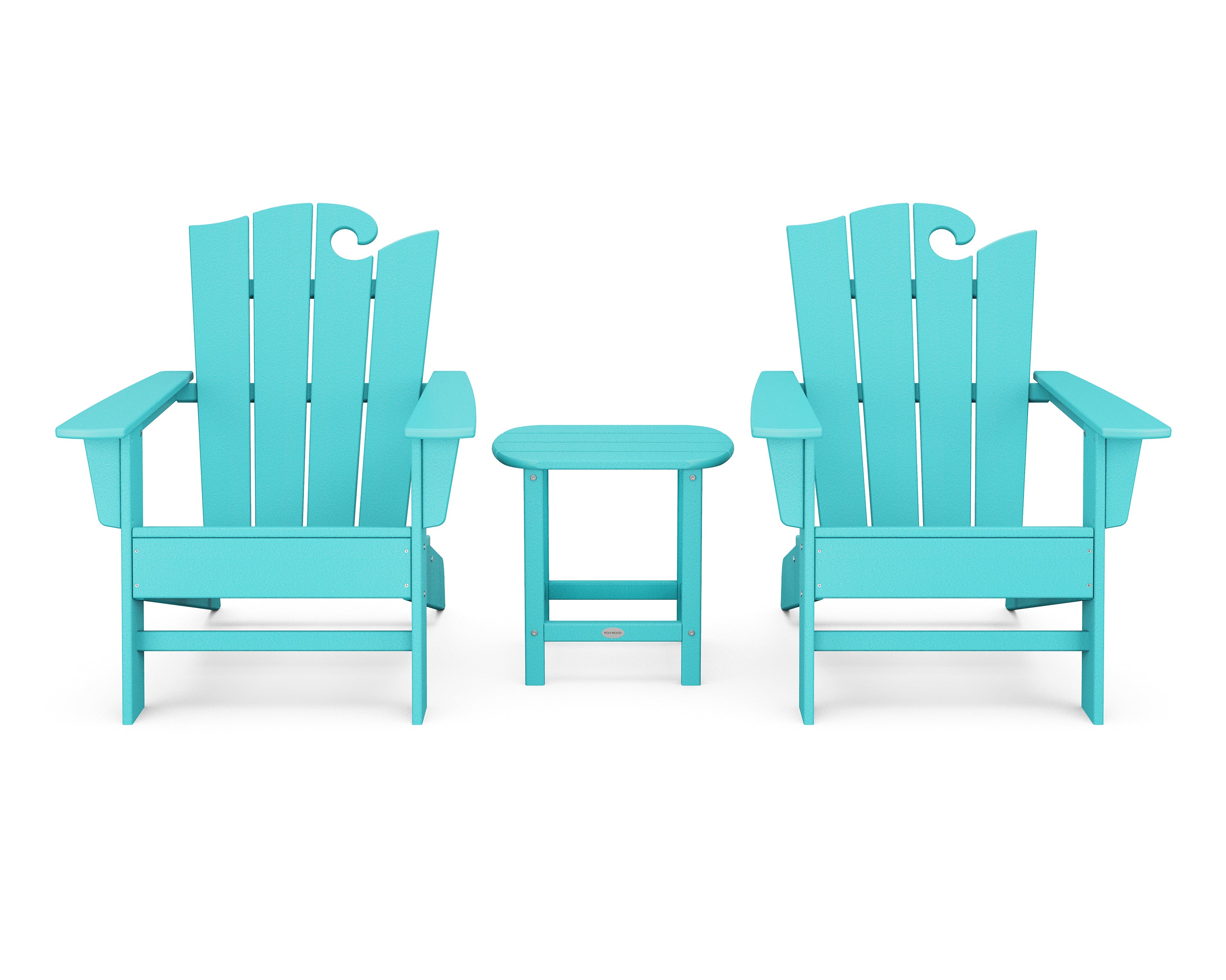 POLYWOOD Wave 3-Piece Adirondack Set with The Ocean Chair in Aruba
