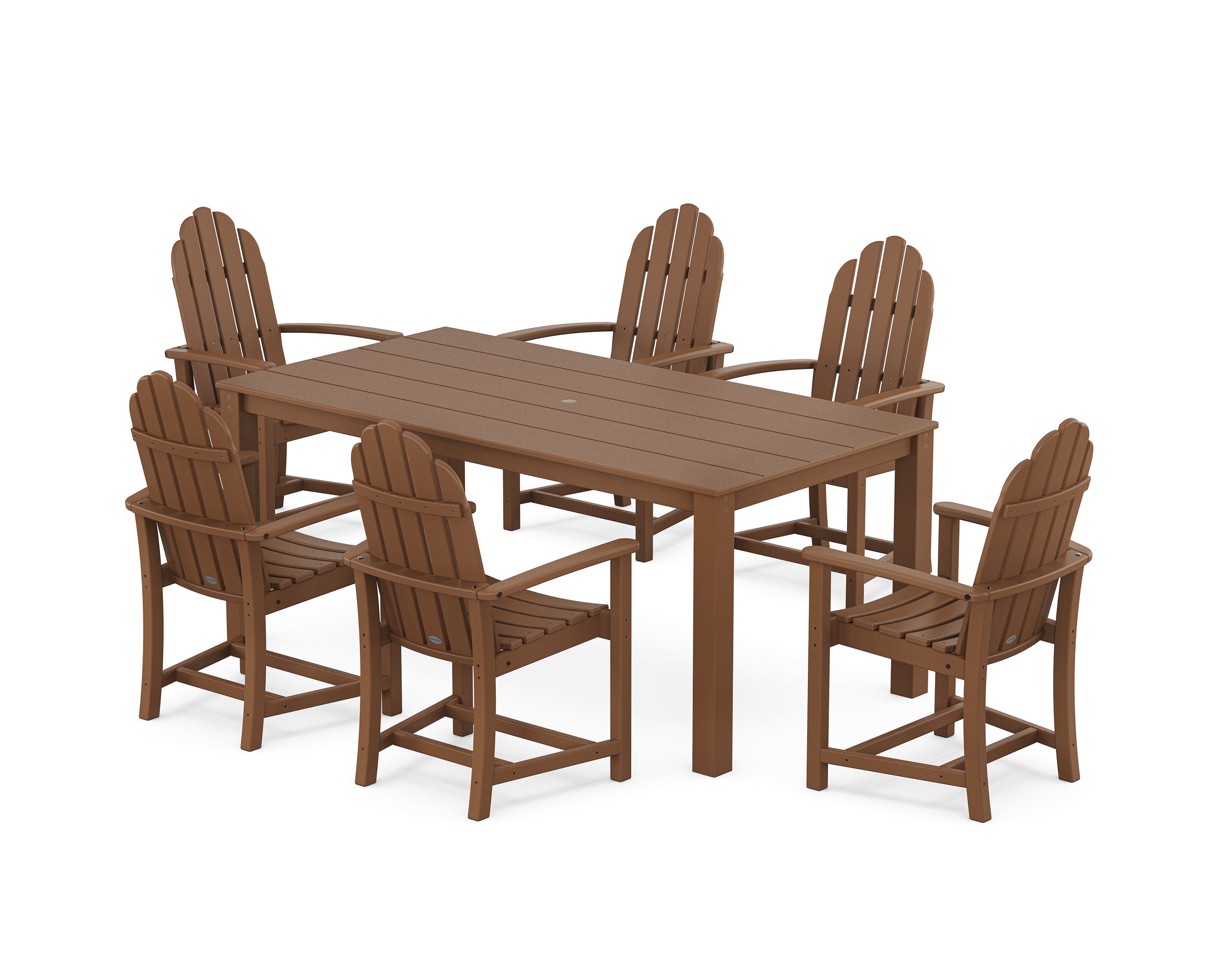 POLYWOOD Classic Adirondack 7-Piece Parsons Dining Set in Teak