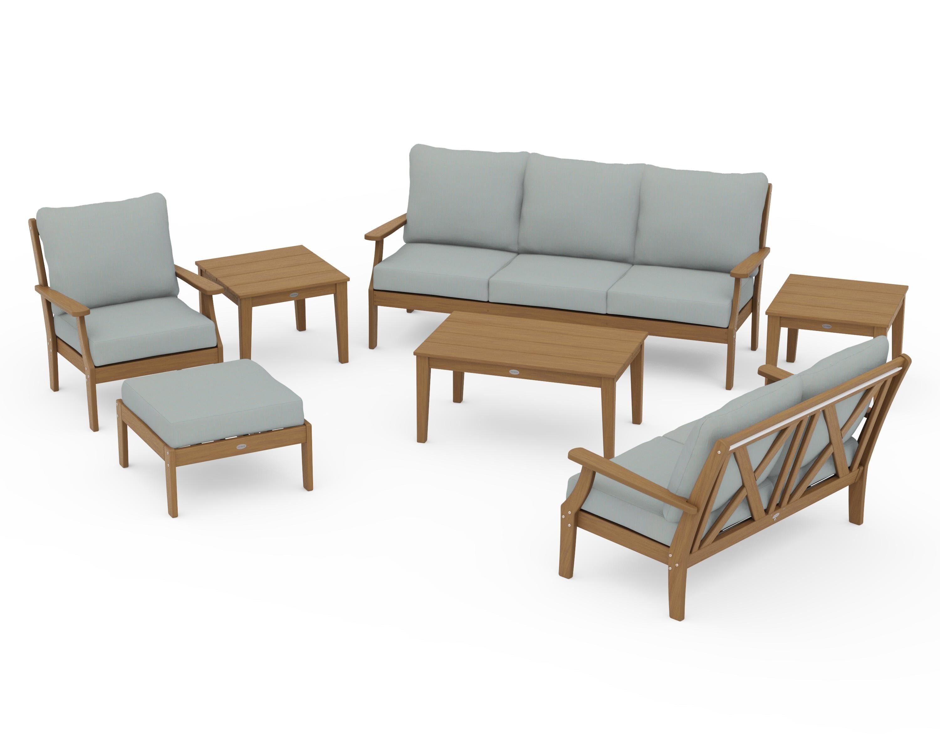 POLYWOOD Braxton 7-Piece Deep Seating Set in Natural / Spa