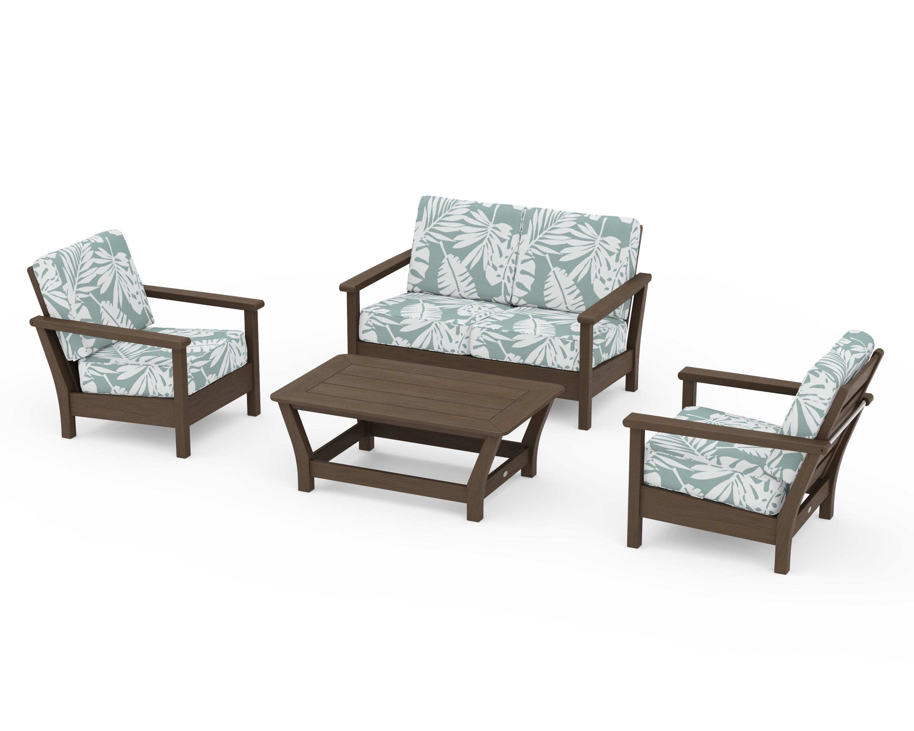 POLYWOOD Harbour 4-Piece Deep Seating Set in Kona / Leaf Glacier Spa