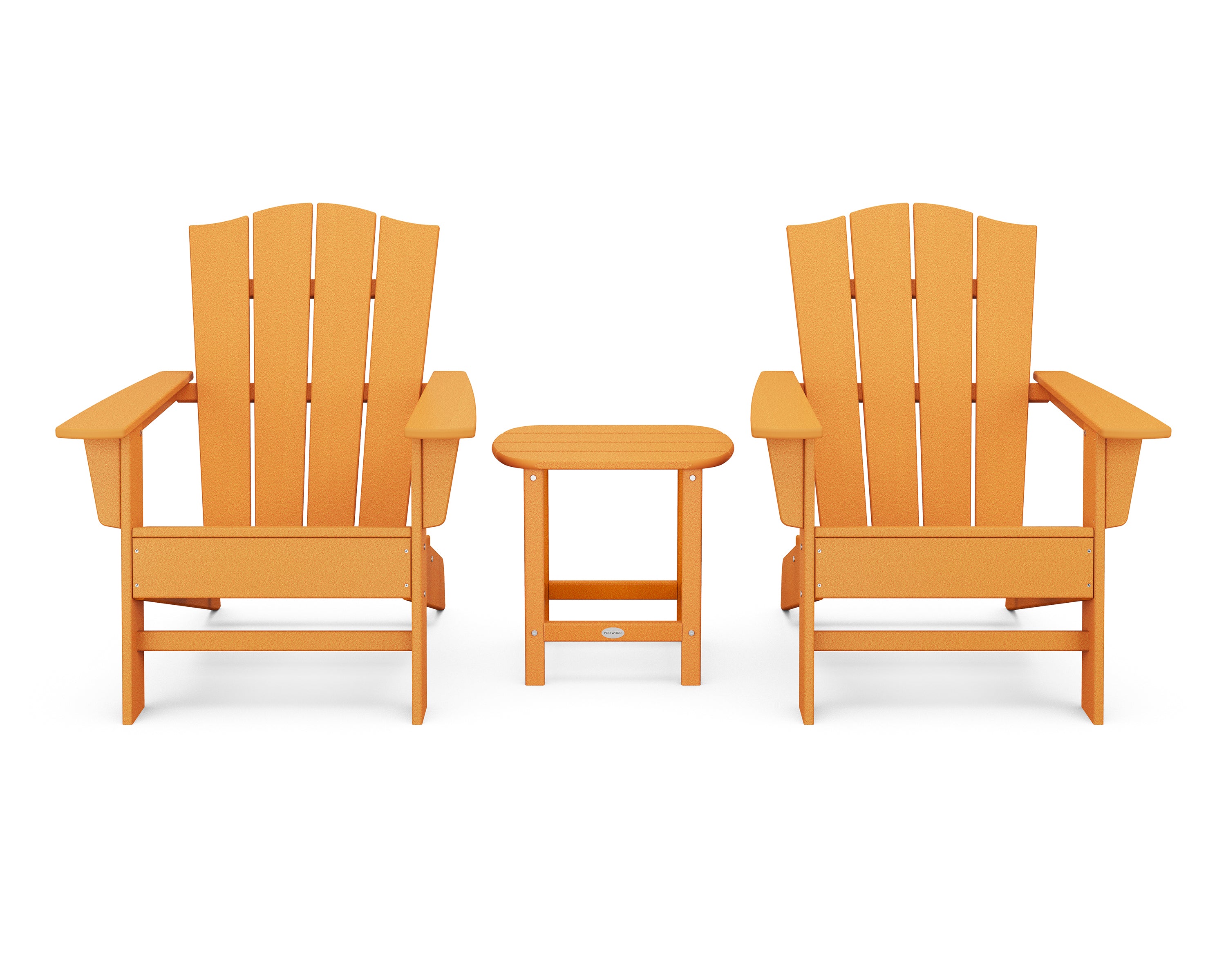 POLYWOOD® Wave 3-Piece Adirondack Chair Set with The Crest Chairs in Tangerine