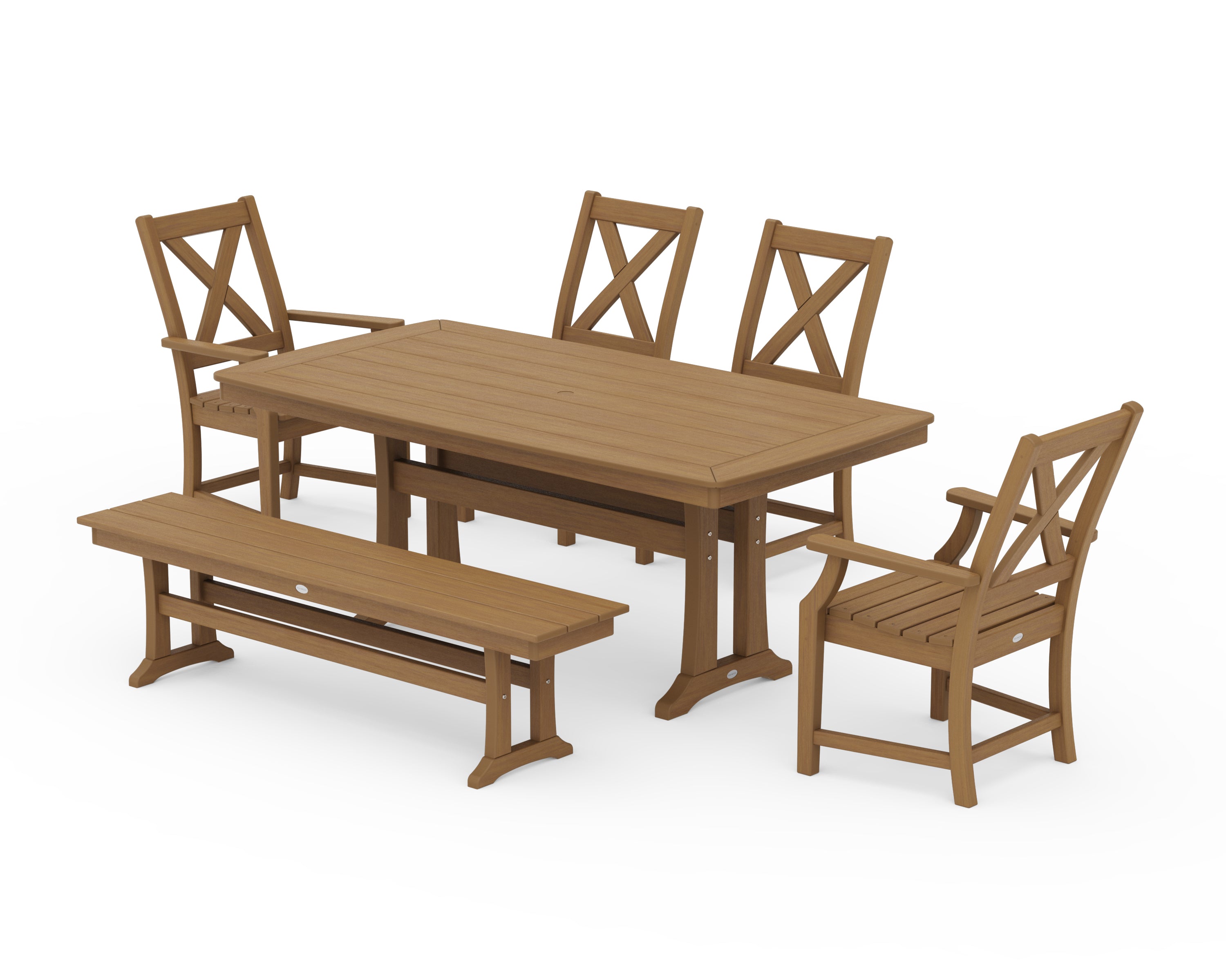 POLYWOOD Braxton 6-Piece Dining Set with Trestle Legs in Natural