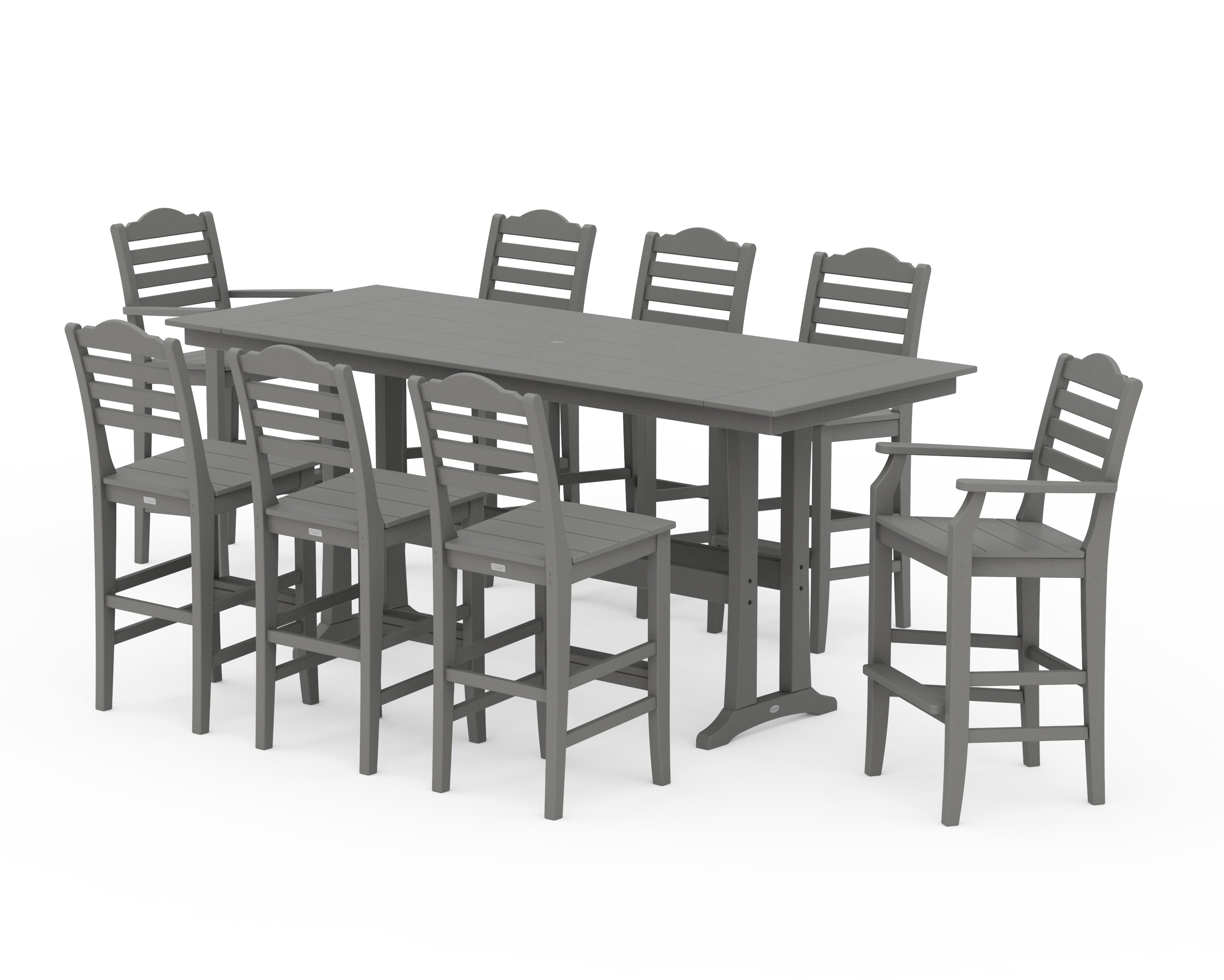 Draper James™ by POLYWOOD Savannah 9-Piece Farmhouse Bar Set with Trestle Legs in Slate Grey