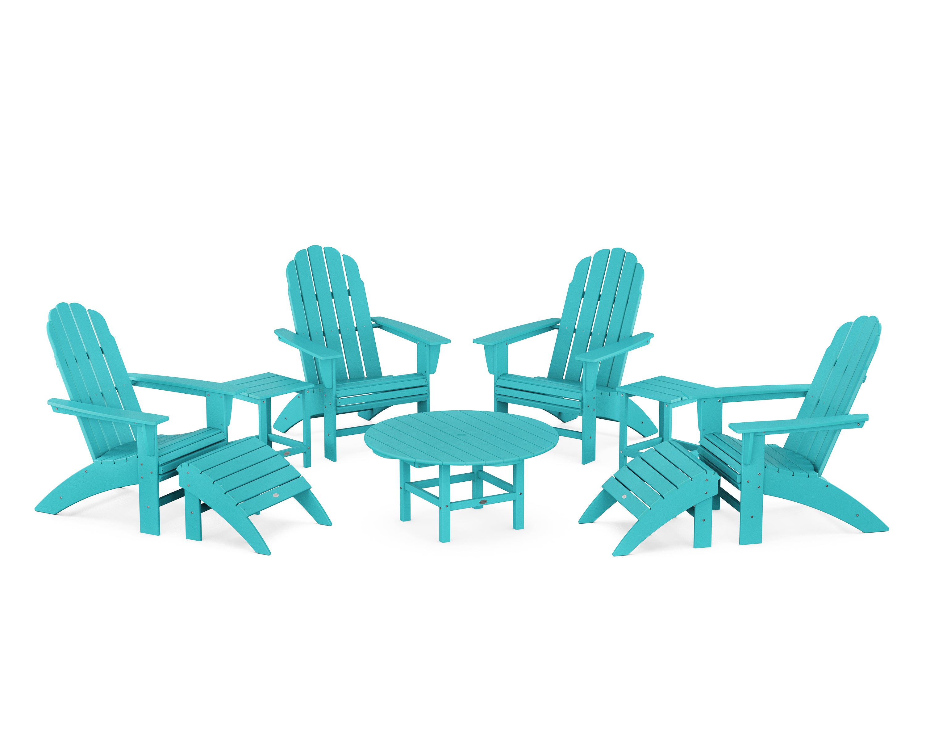 POLYWOOD Vineyard Curveback Adirondack Chair 9-Piece Conversation Set in Aruba