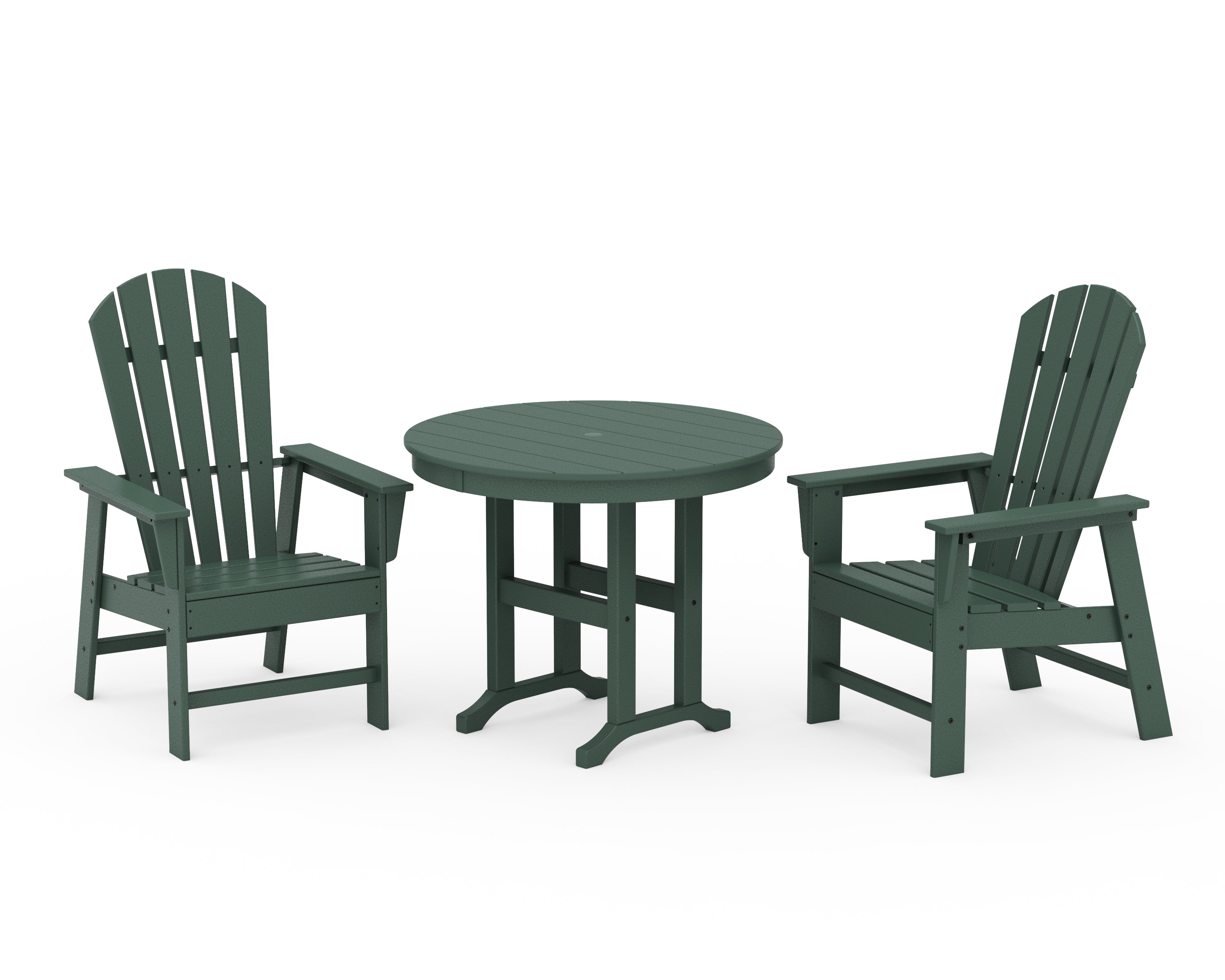 POLYWOOD South Beach 3-Piece Round Farmhouse Dining Set in Green