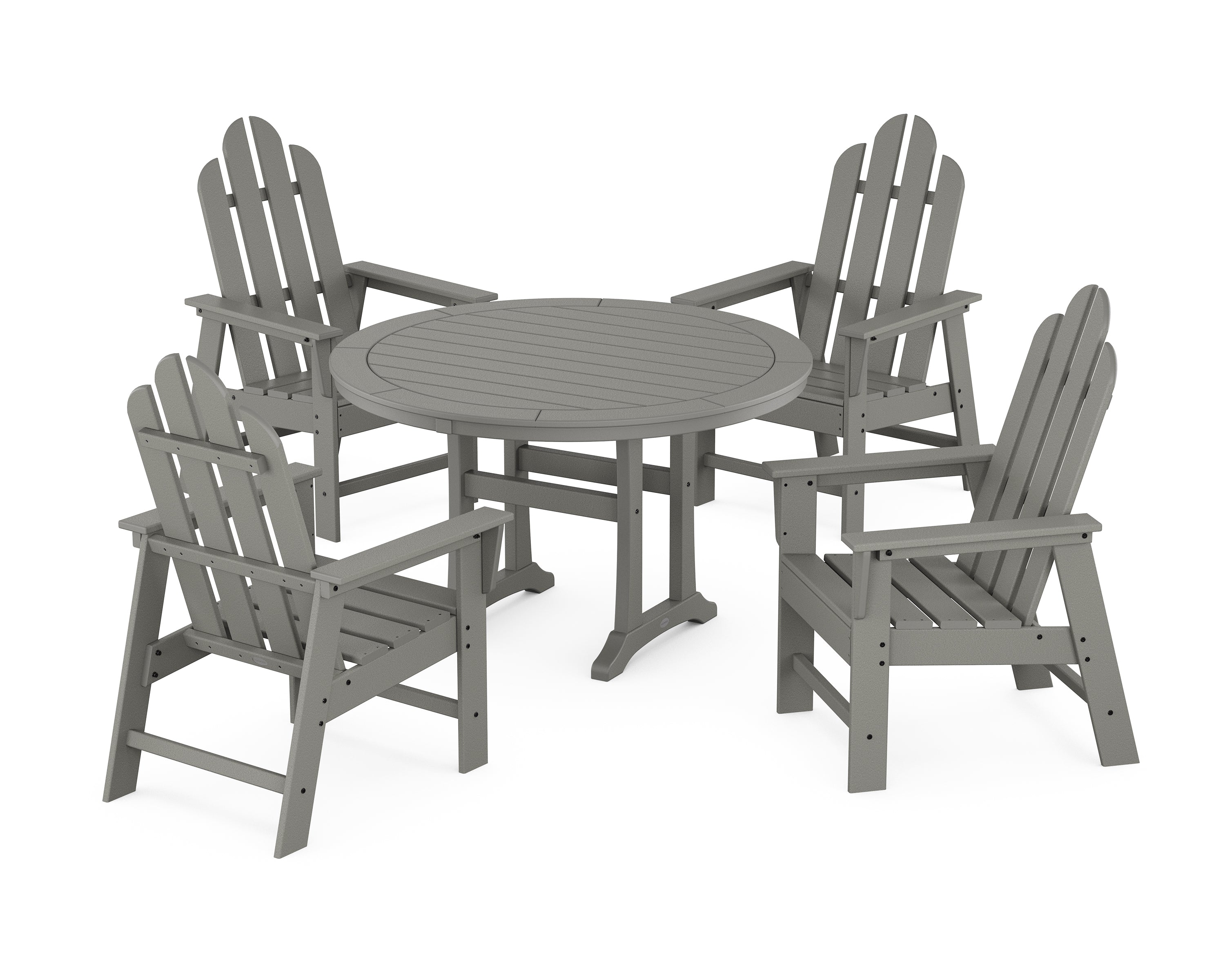 POLYWOOD® Long Island 5-Piece Round Dining Set with Trestle Legs in Slate Grey