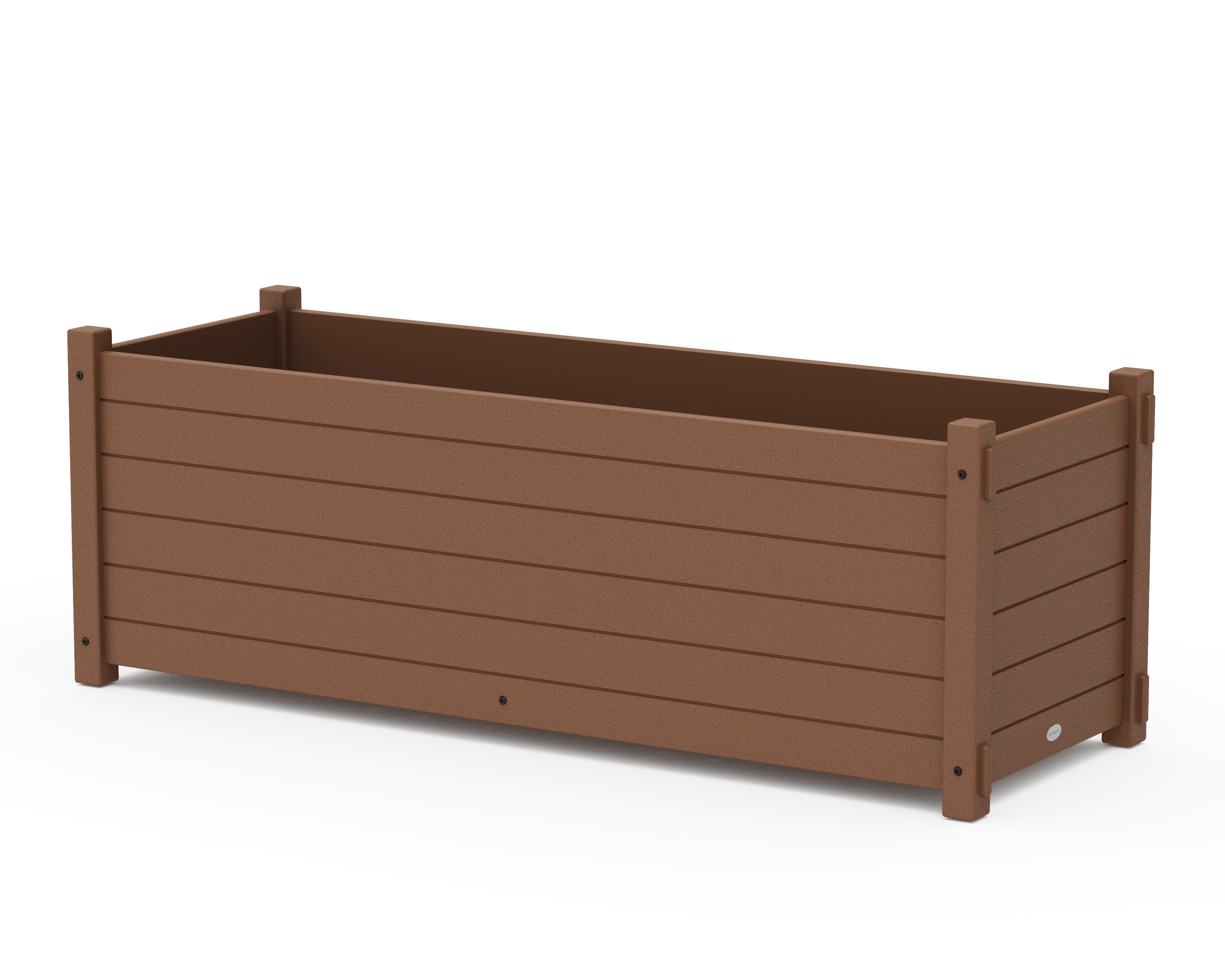 POLYWOOD Nautical Large Rectangle Triple Planter Box in Teak