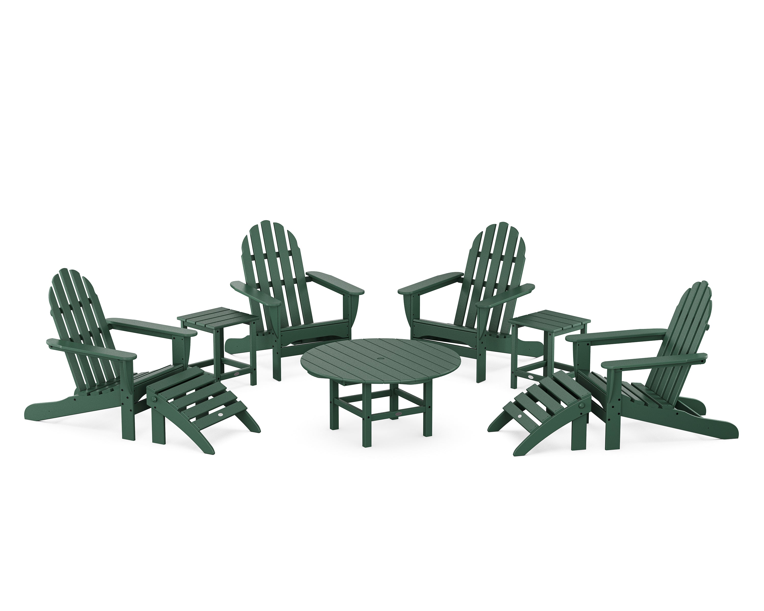 POLYWOOD Classic Adirondack Chair 9-Piece Conversation Set in Green