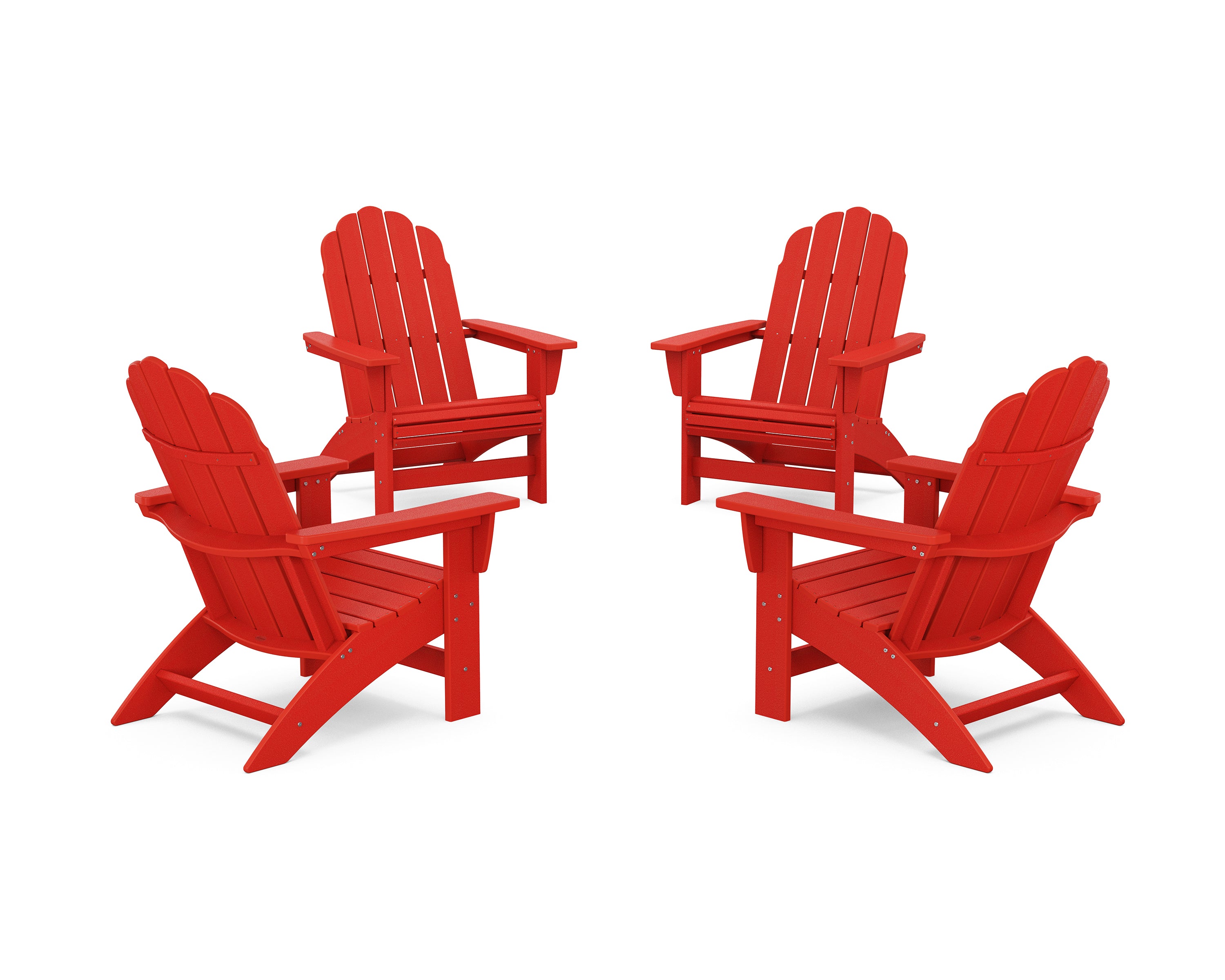POLYWOOD 4-Piece Vineyard Grand Adirondack Chair Conversation Set in Sunset Red