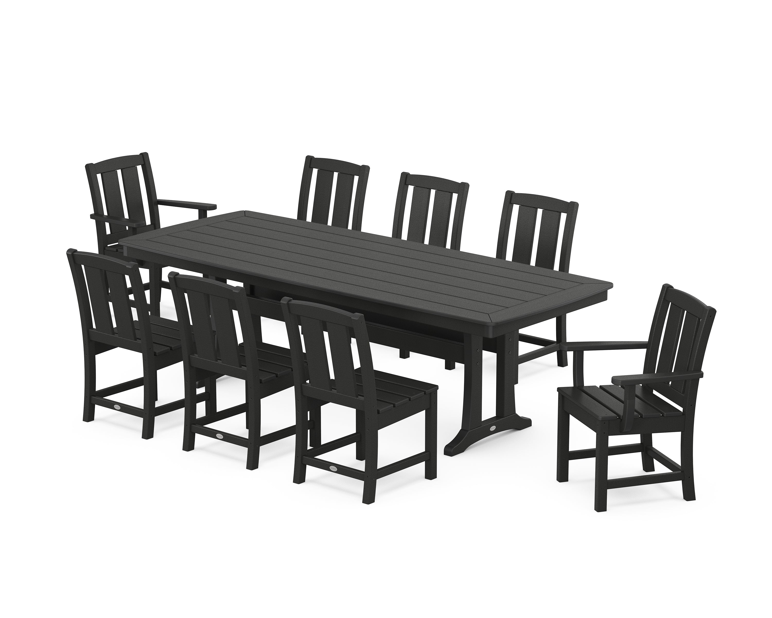 POLYWOOD Mission 9-Piece Dining Set with Trestle Legs in Black
