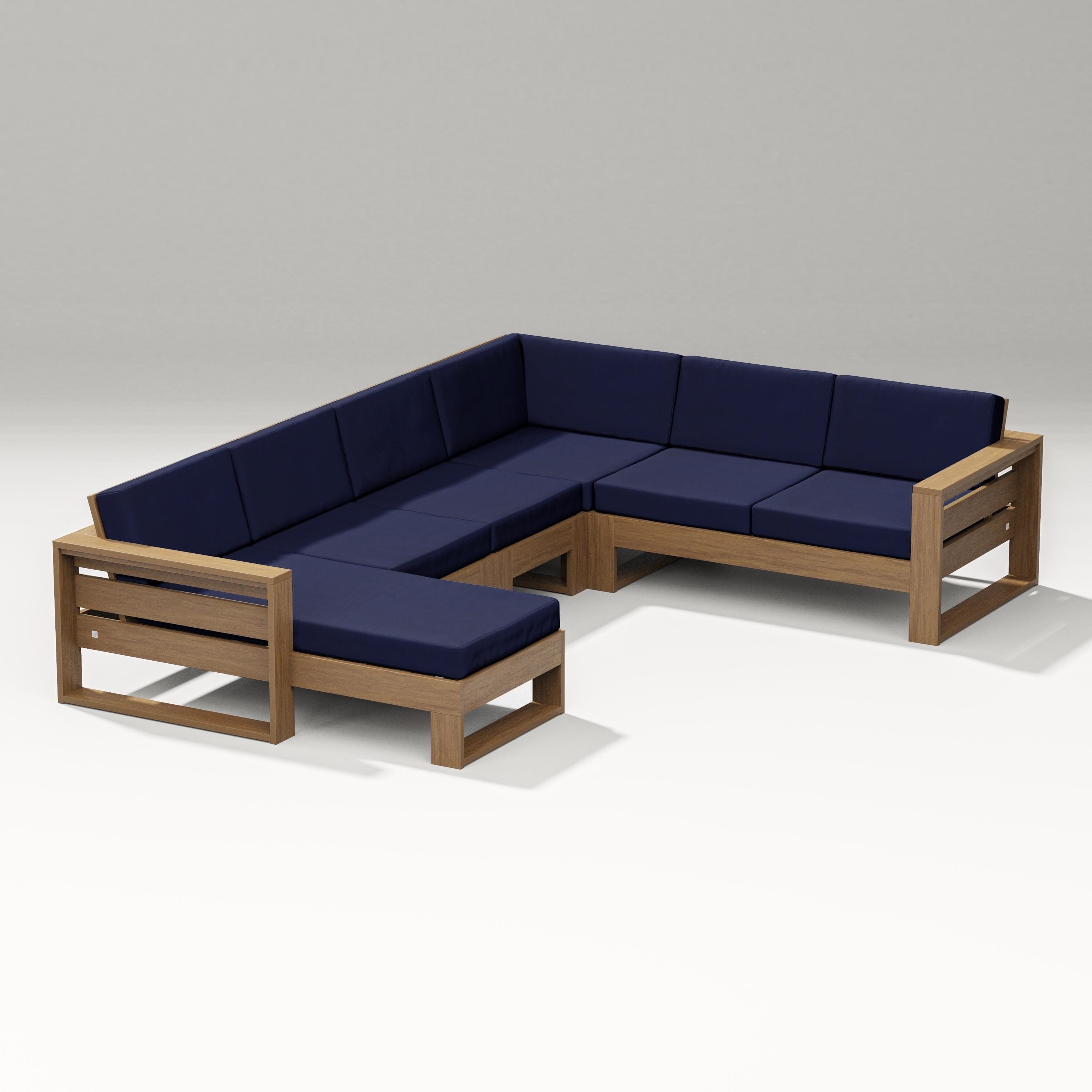 PW Designer Series Latitude Corner Sectional with Left Chaise in Natural / Navy