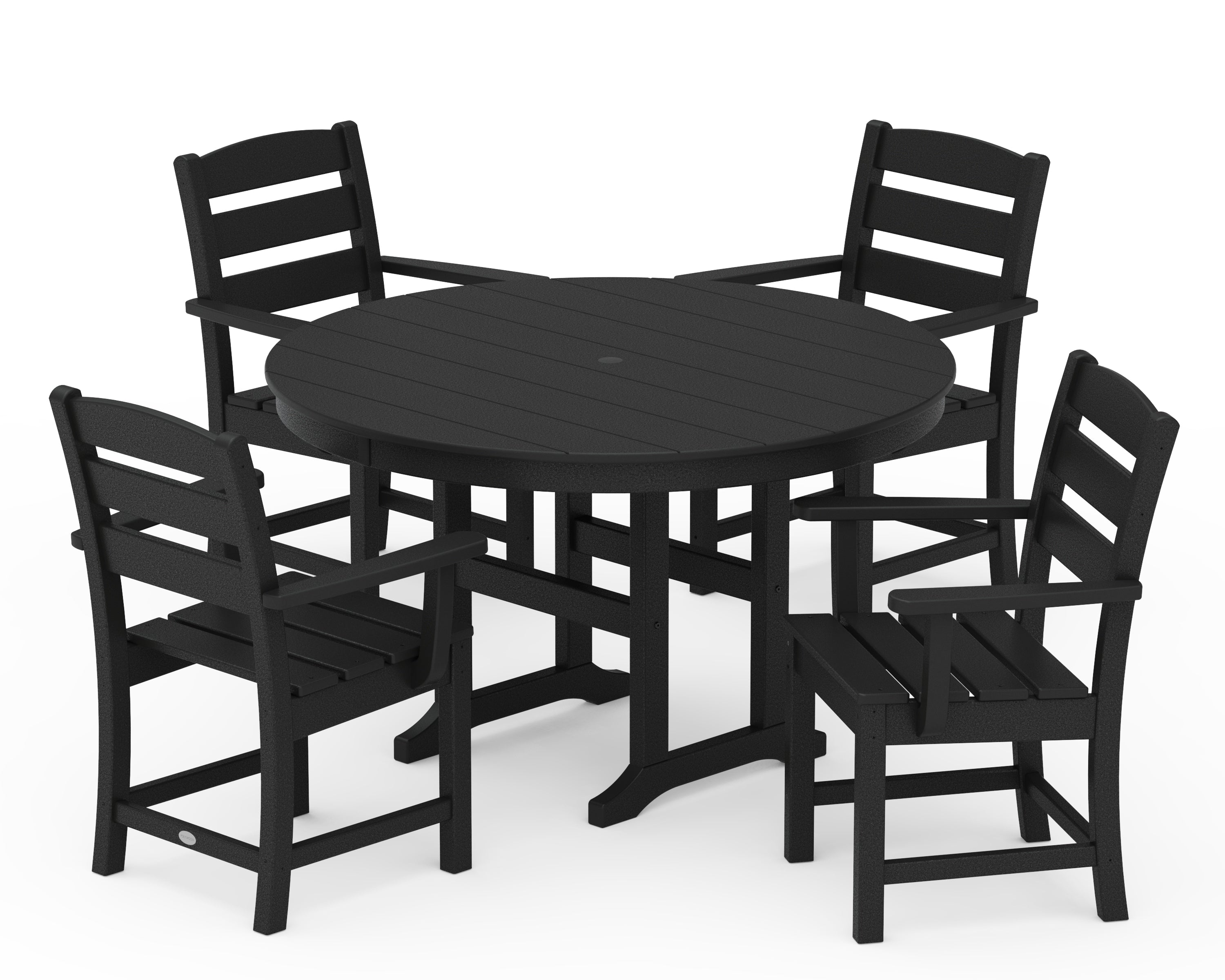 POLYWOOD Lakeside 5-Piece Round Farmhouse Dining Set in Black