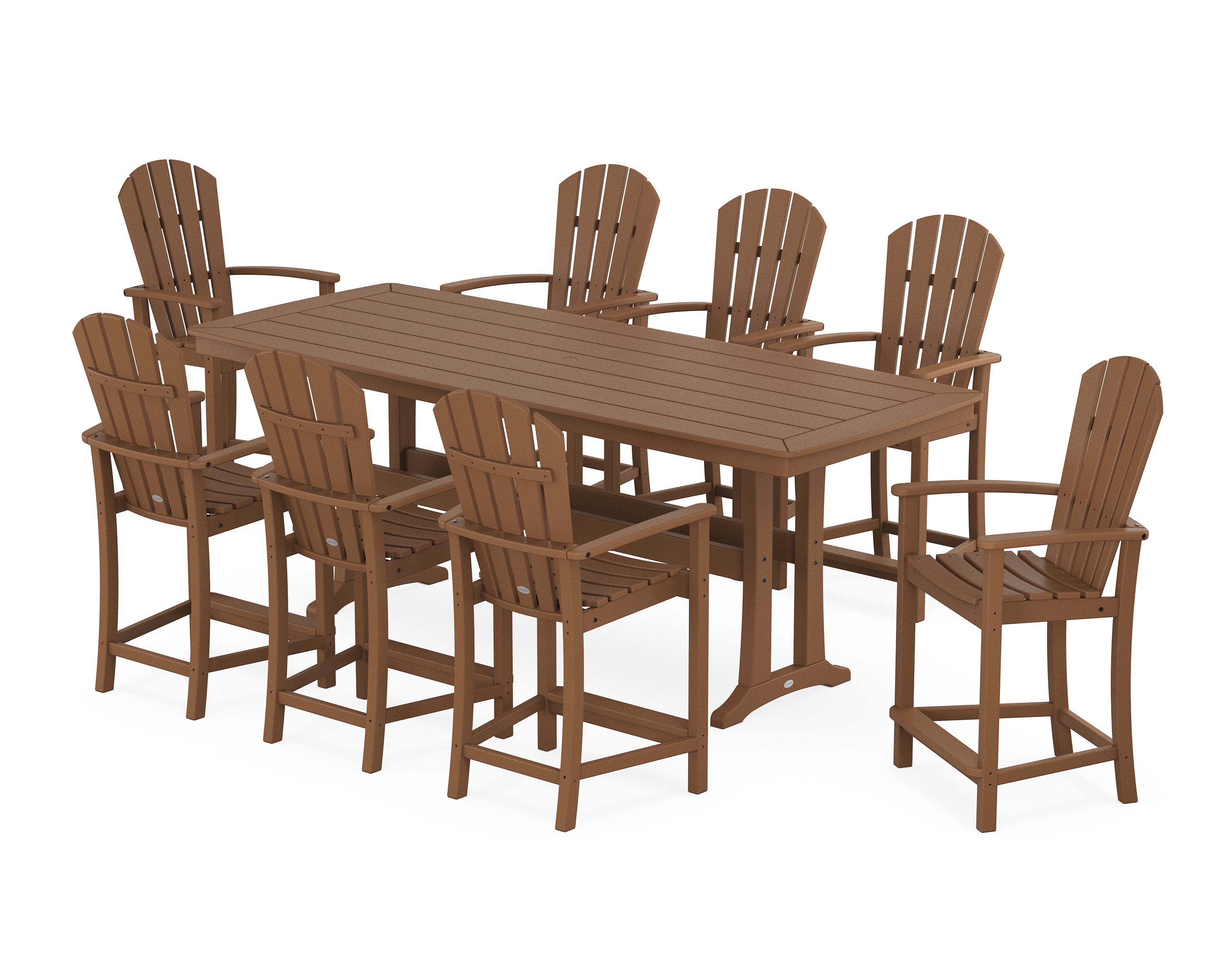 POLYWOOD Palm Coast 9-Piece Counter Set with Trestle Legs in Teak