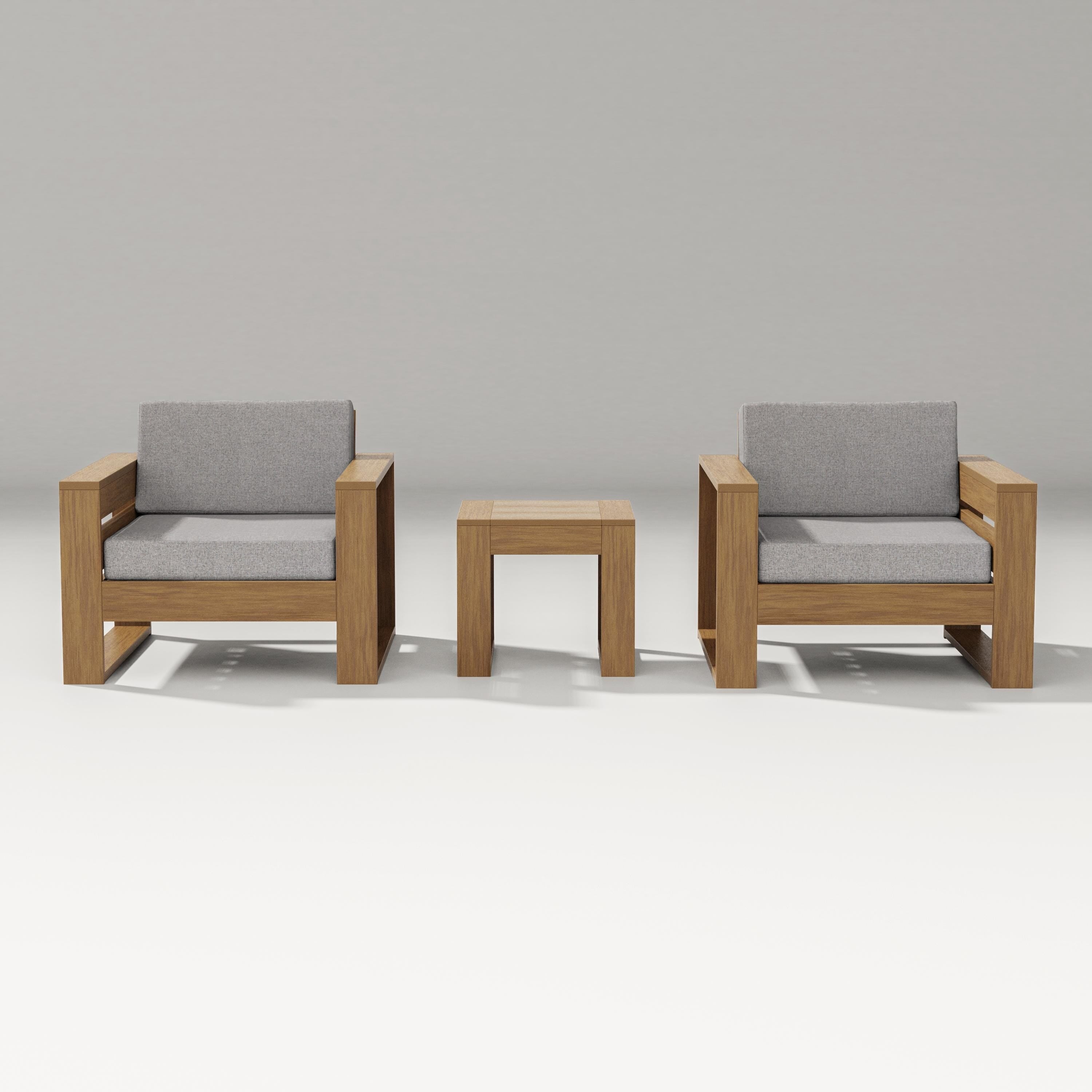PW Designer Series Latitude 3-Piece Lounge Chair Set in Natural / Grey Mist