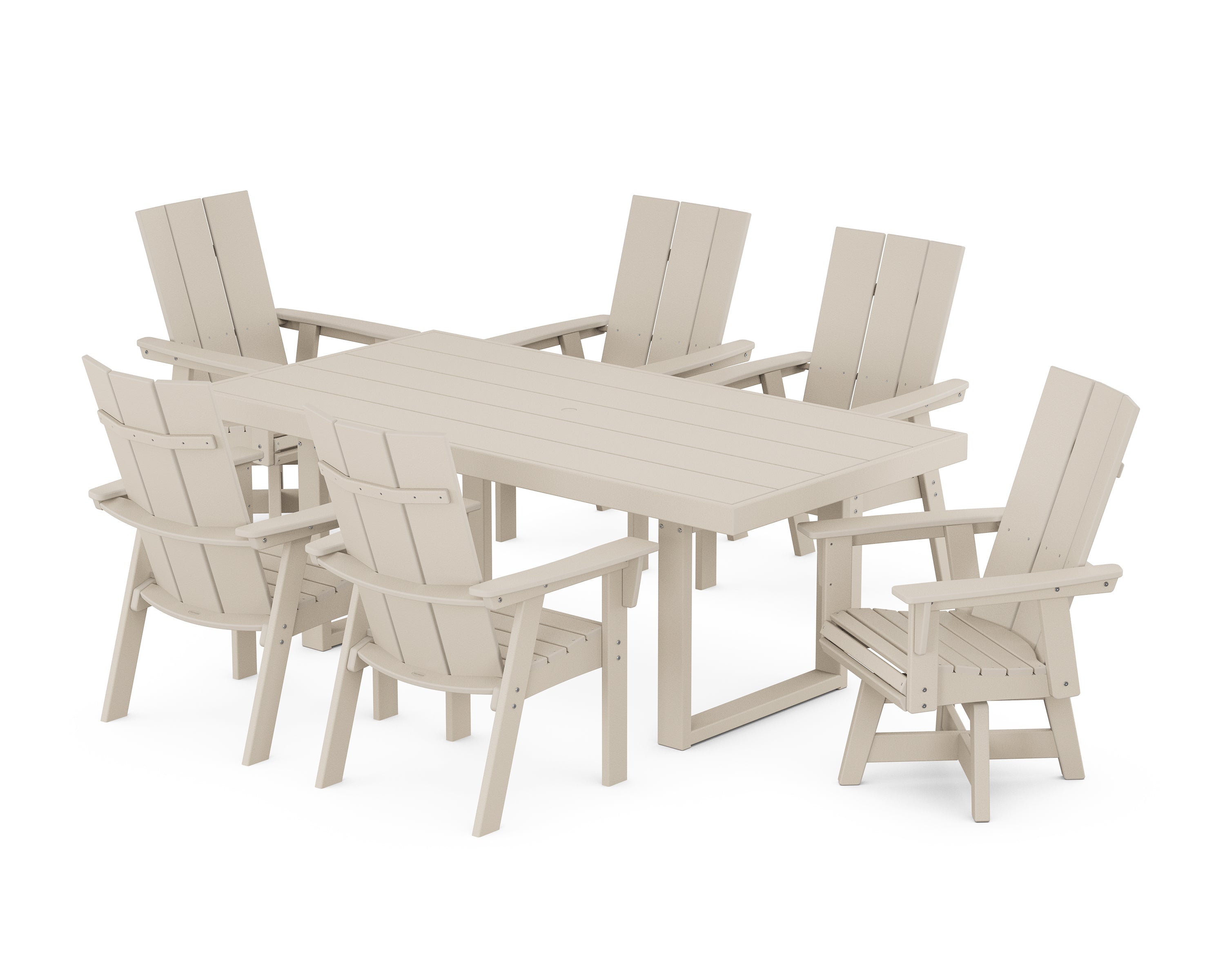 POLYWOOD Modern Adirondack 7-Piece Dining Set in Sand