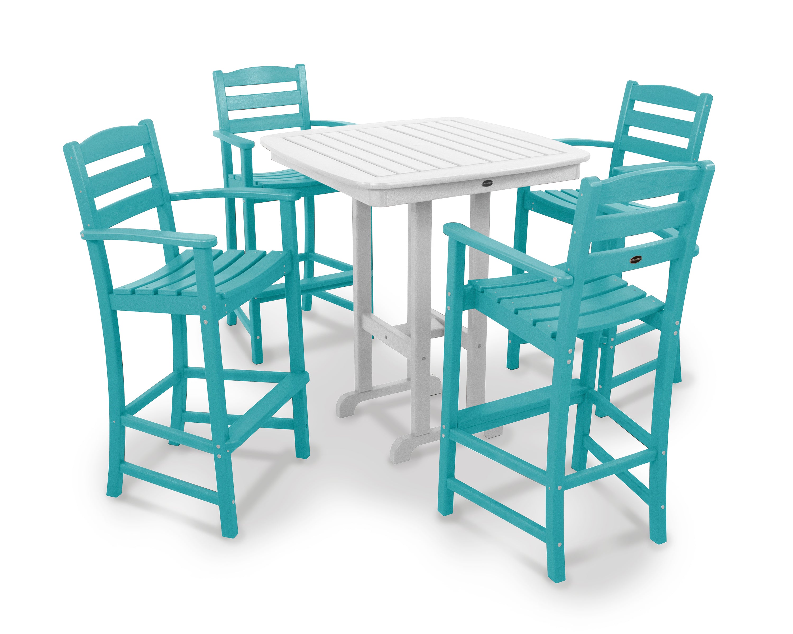 POLYWOOD® La Casa Café 5-Piece Bar Set in Aruba / White