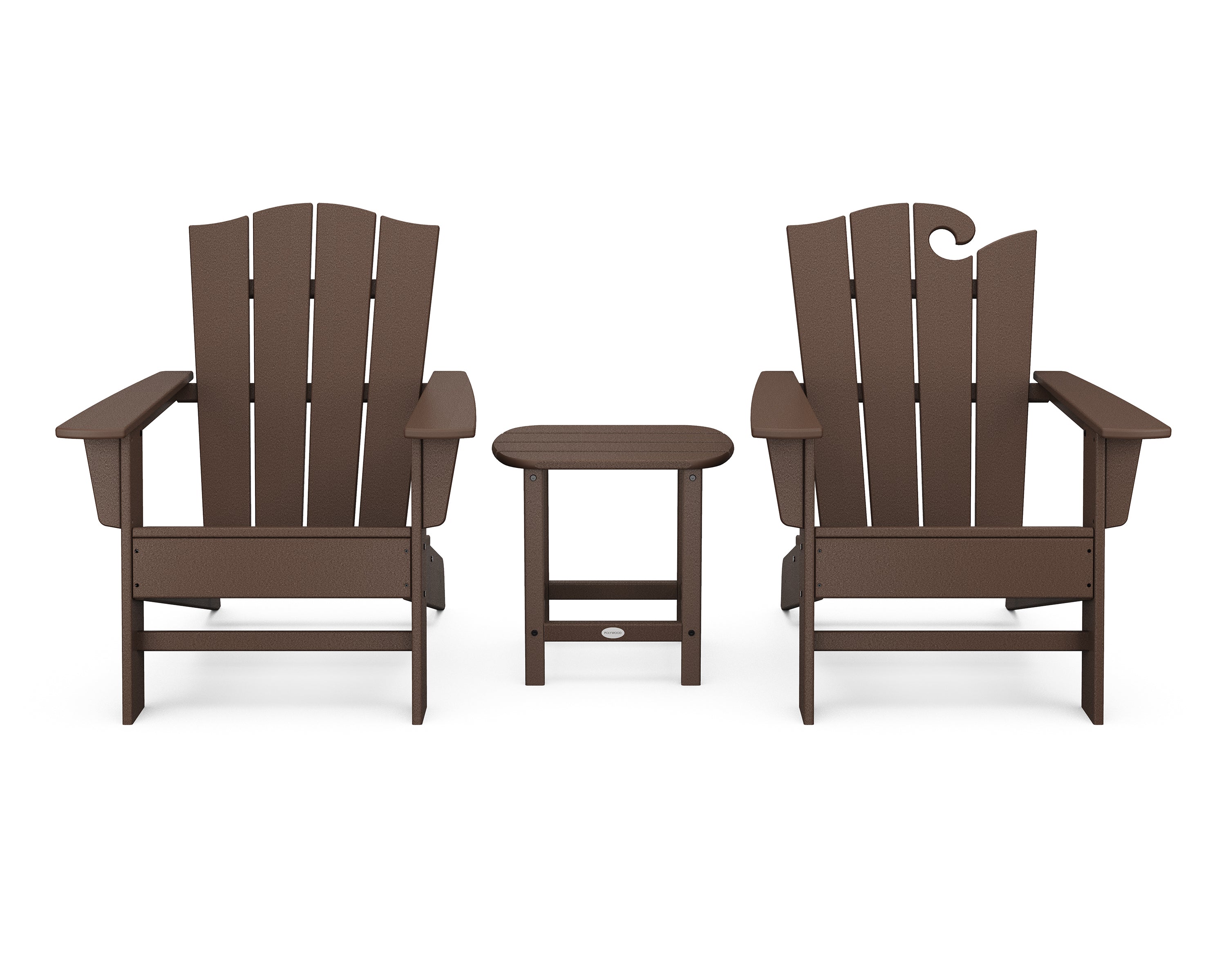 POLYWOOD Wave Collection 3-Piece Set in Mahogany