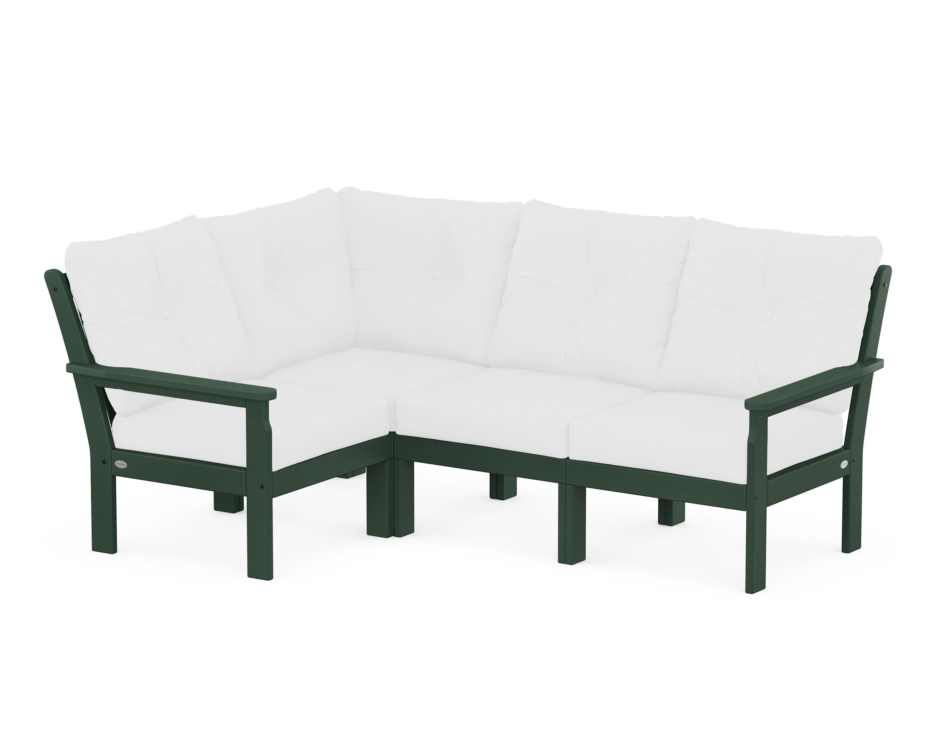 POLYWOOD Vineyard 4-Piece Sectional in Green / Natural