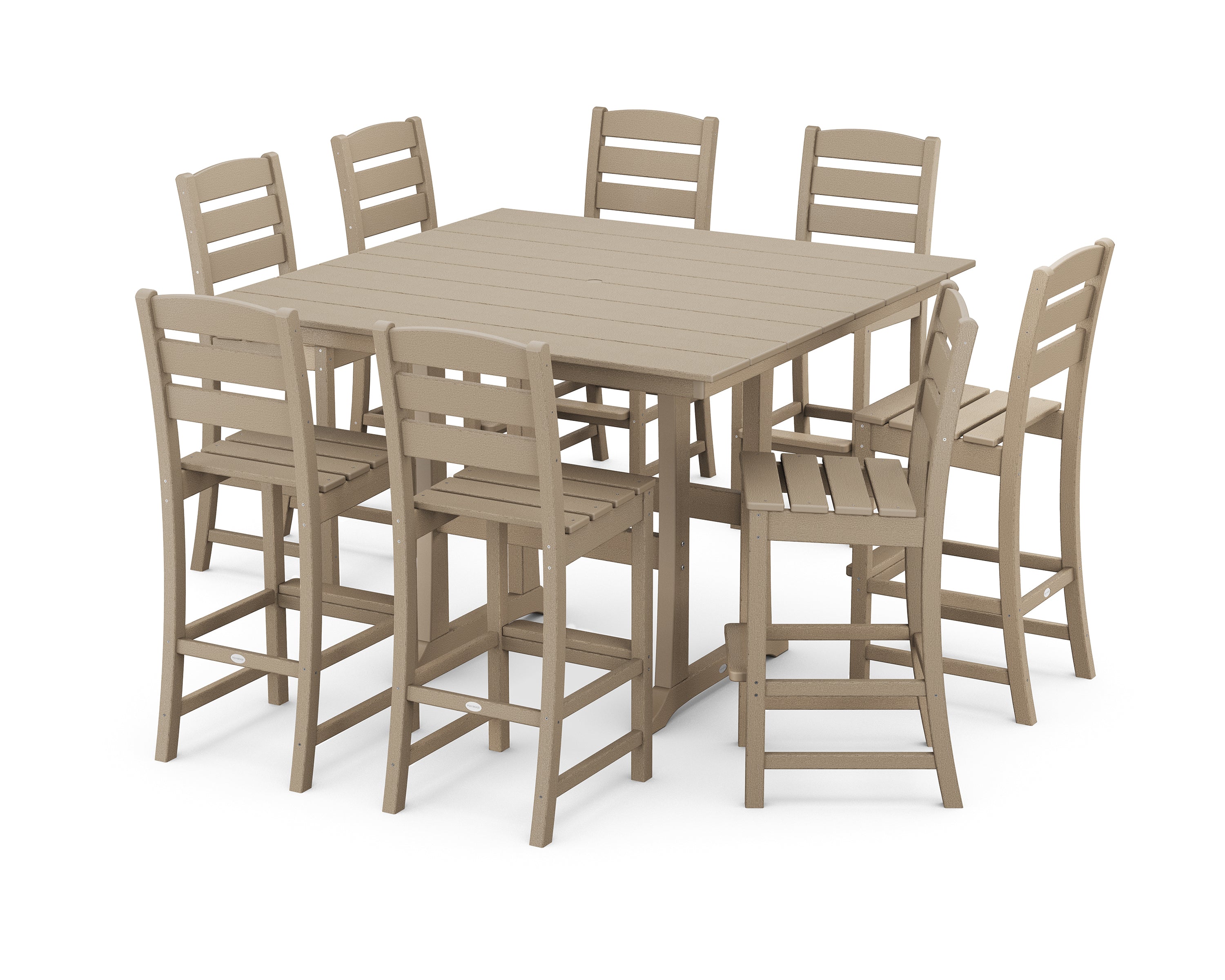 POLYWOOD Lakeside 9-Piece Bar Side Chair Set in Vintage Sahara