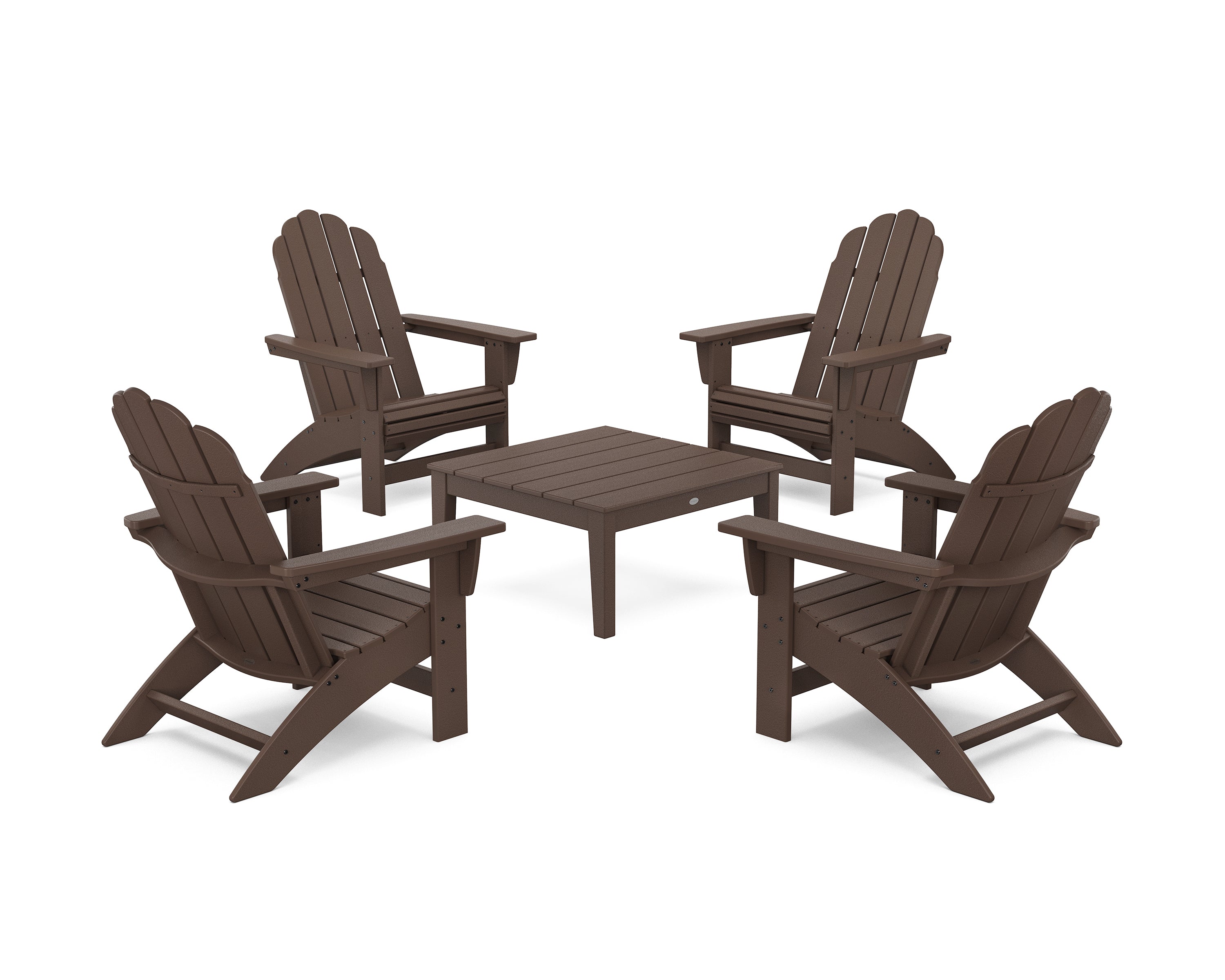 POLYWOOD 5-Piece Vineyard Grand Adirondack Chair Conversation Group in Mahogany