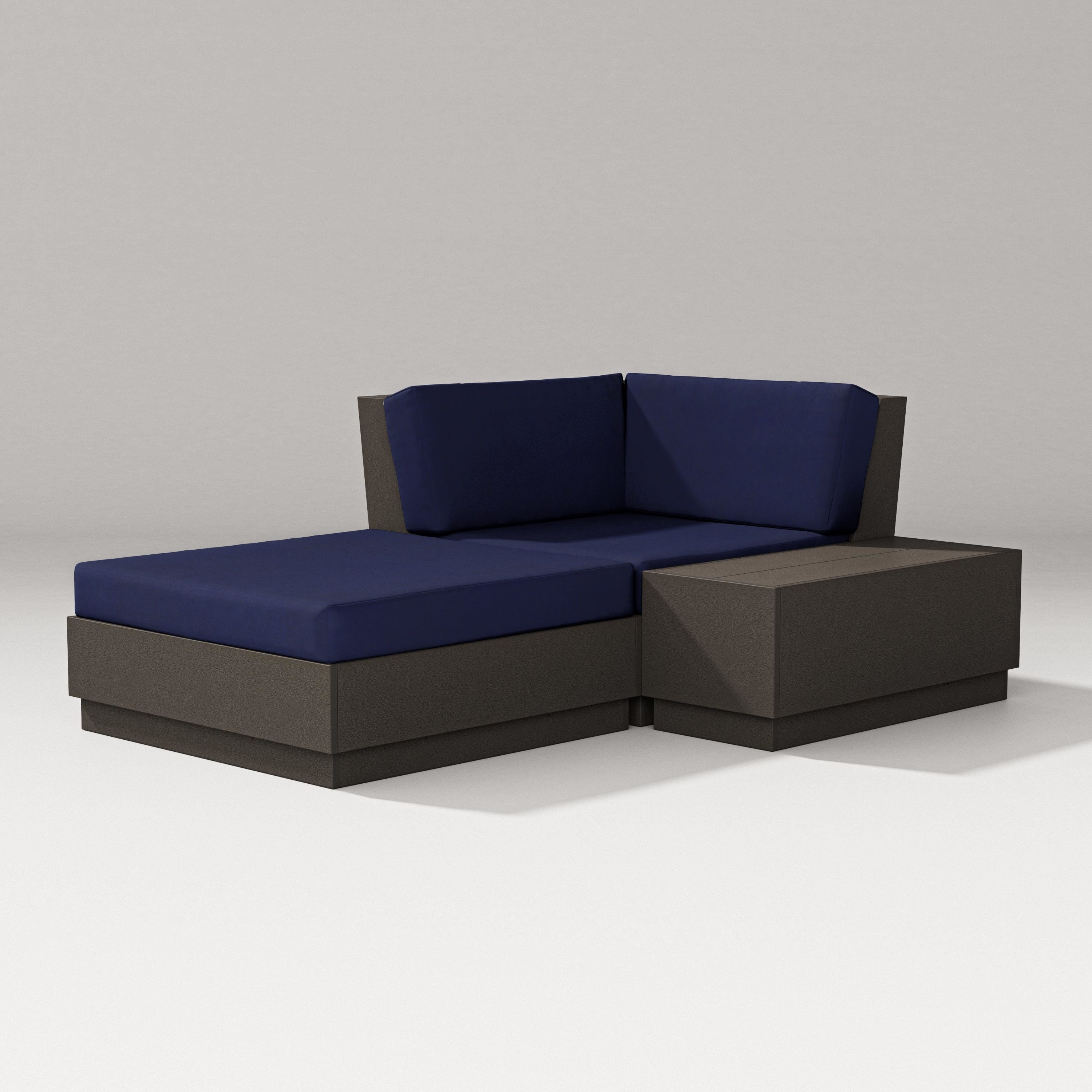 PW Designer Series Elevate Corner Chaise in Vintage Coffee / Navy
