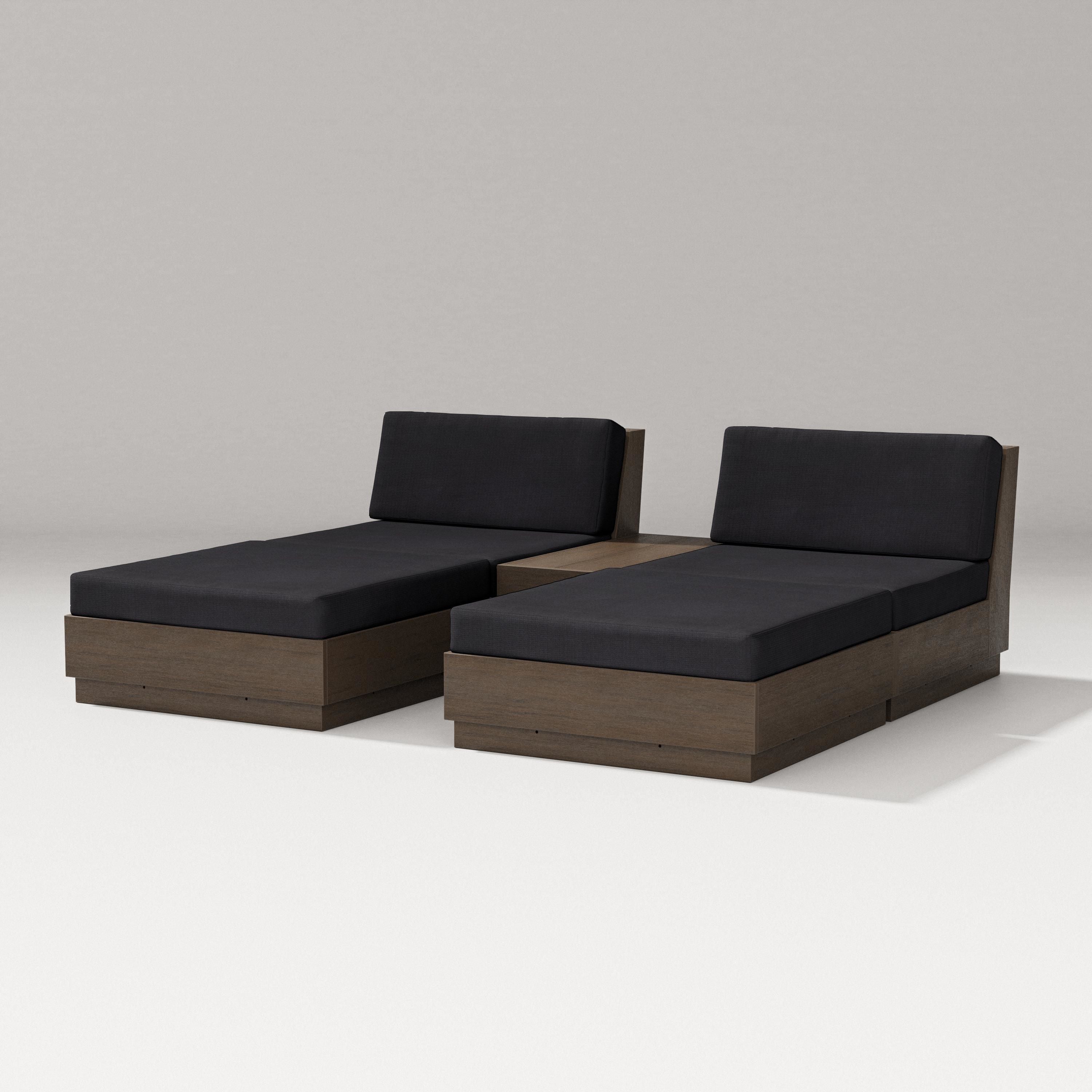 PW Designer Series Elevate Double Chaise Set in Kona / Midnight Linen