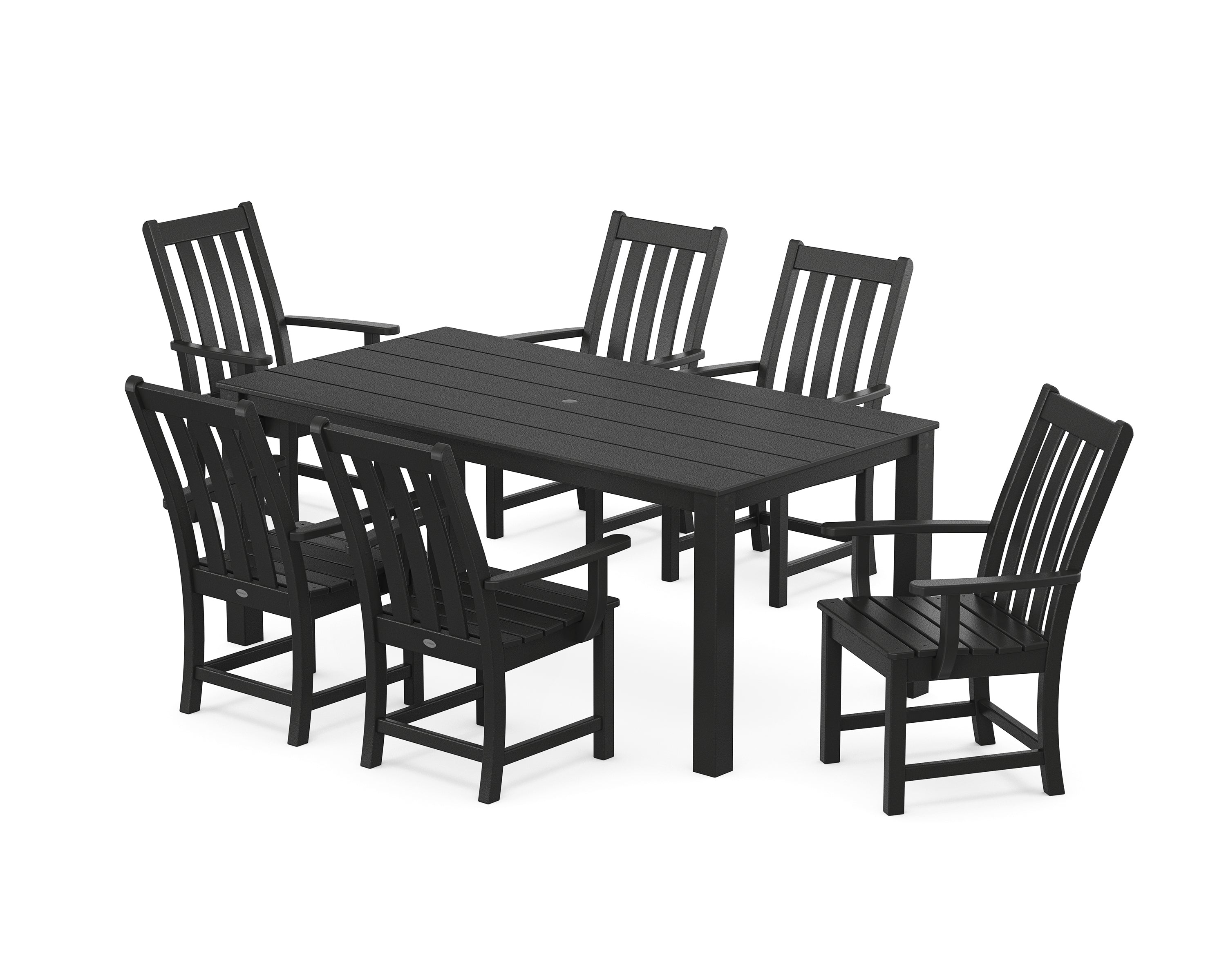 POLYWOOD Vineyard 7-Piece Parsons Arm Chair Dining Set in Black