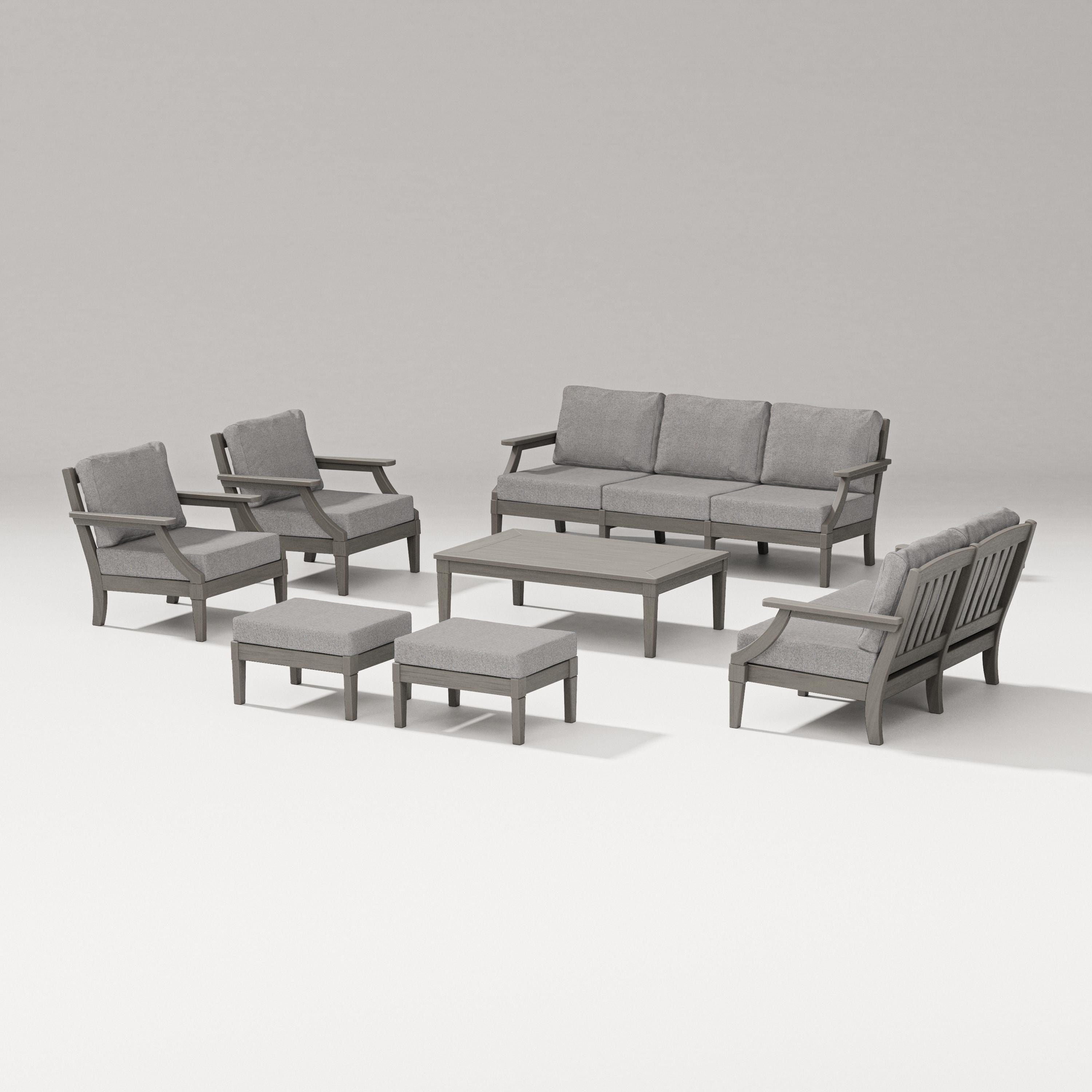 PW Designer Series Estate 7-Piece Lounge Sofa Set in Driftwood / Grey Mist