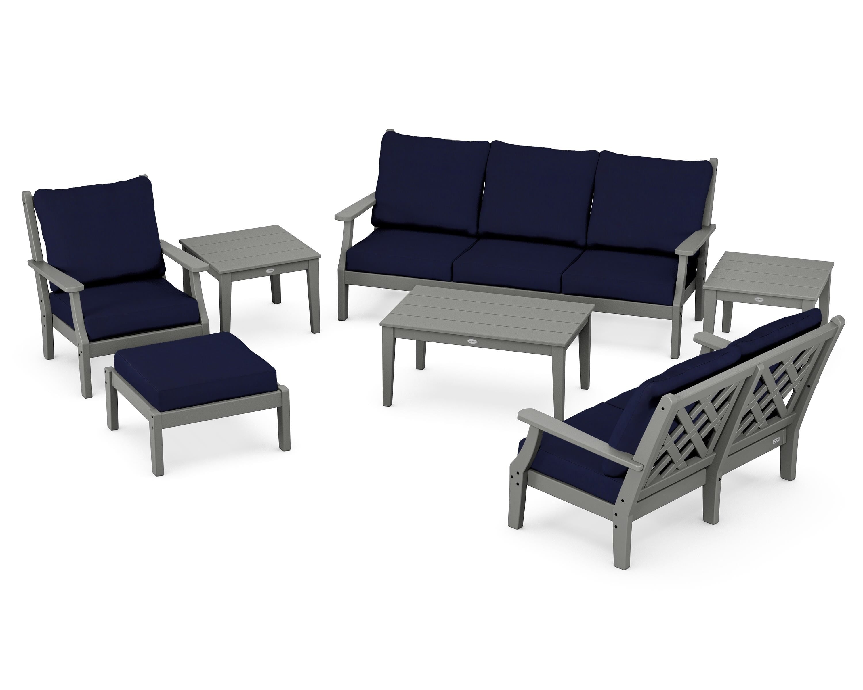Country Living Wovendale 7-Piece Deep Seating Set in Slate Grey / Navy