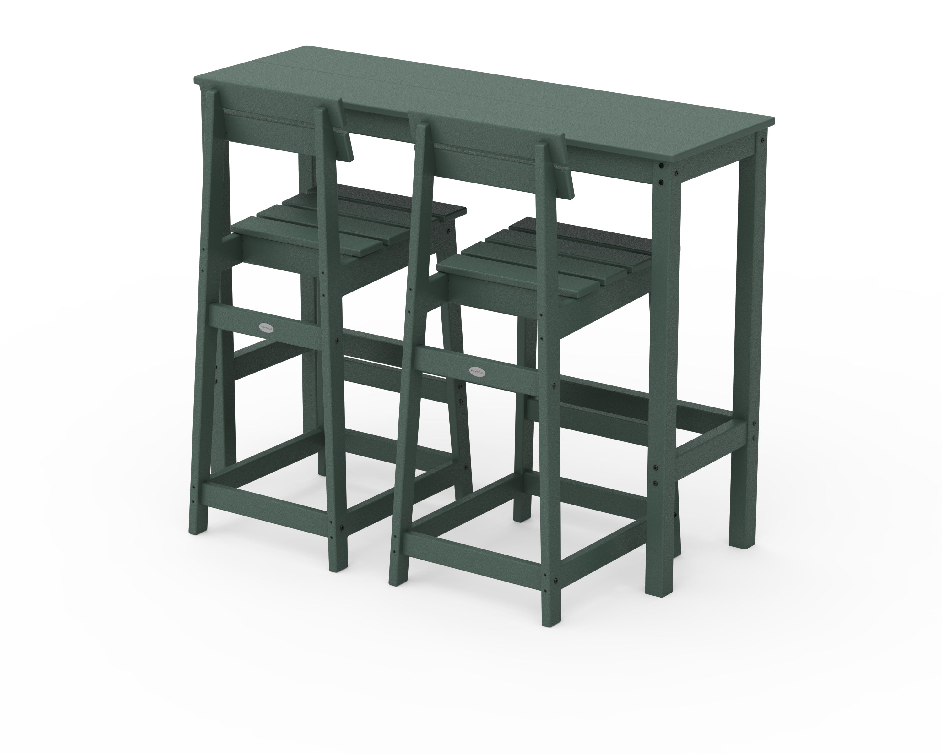 POLYWOOD Modern Studio Plaza Bar Chair 3-Piece Balcony Set in Green