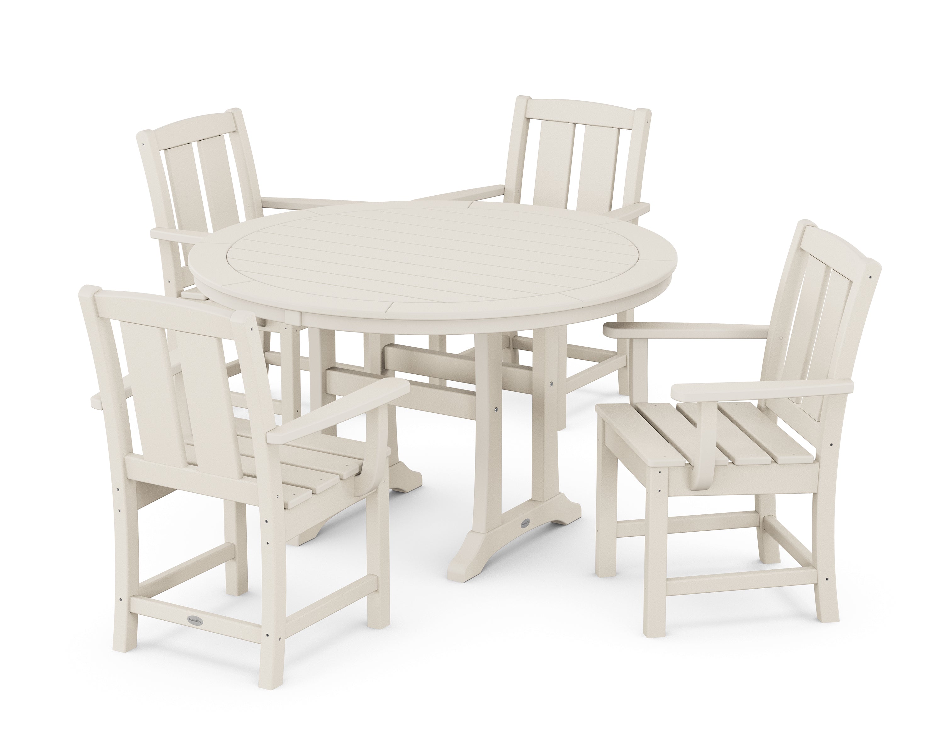 POLYWOOD® Mission 5-Piece Round Dining Set with Trestle Legs in Sand