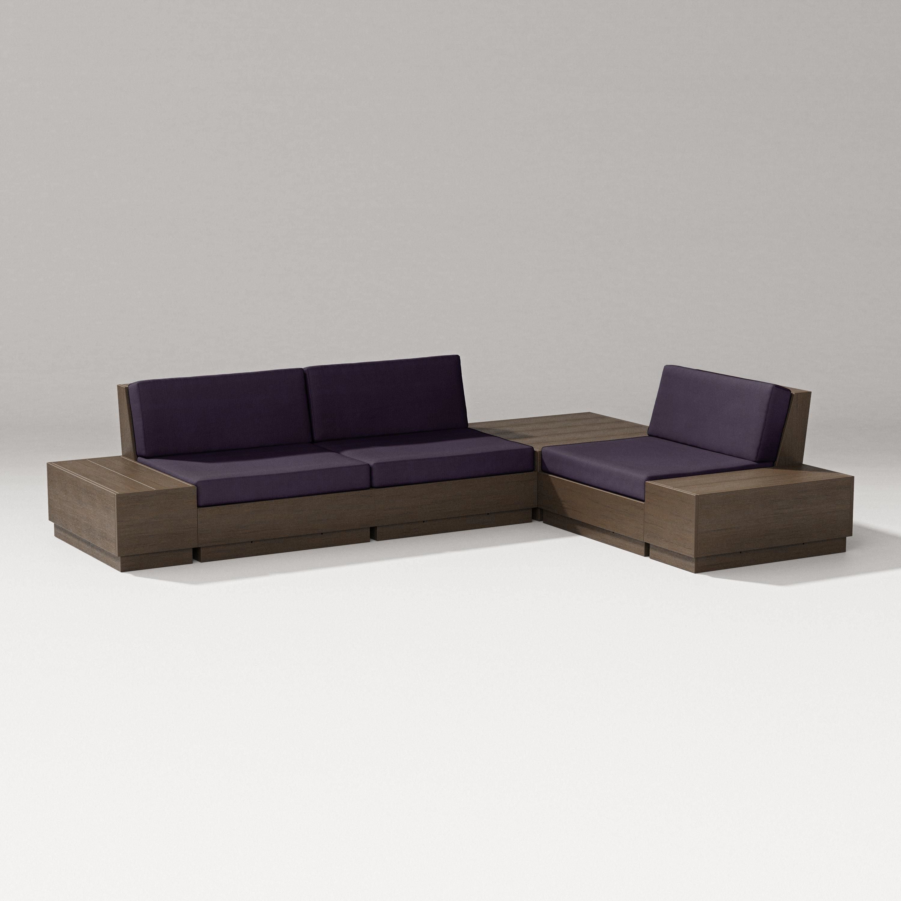 PW Designer Series Elevate 6-Piece Corner Sectional in Kona / Navy Linen