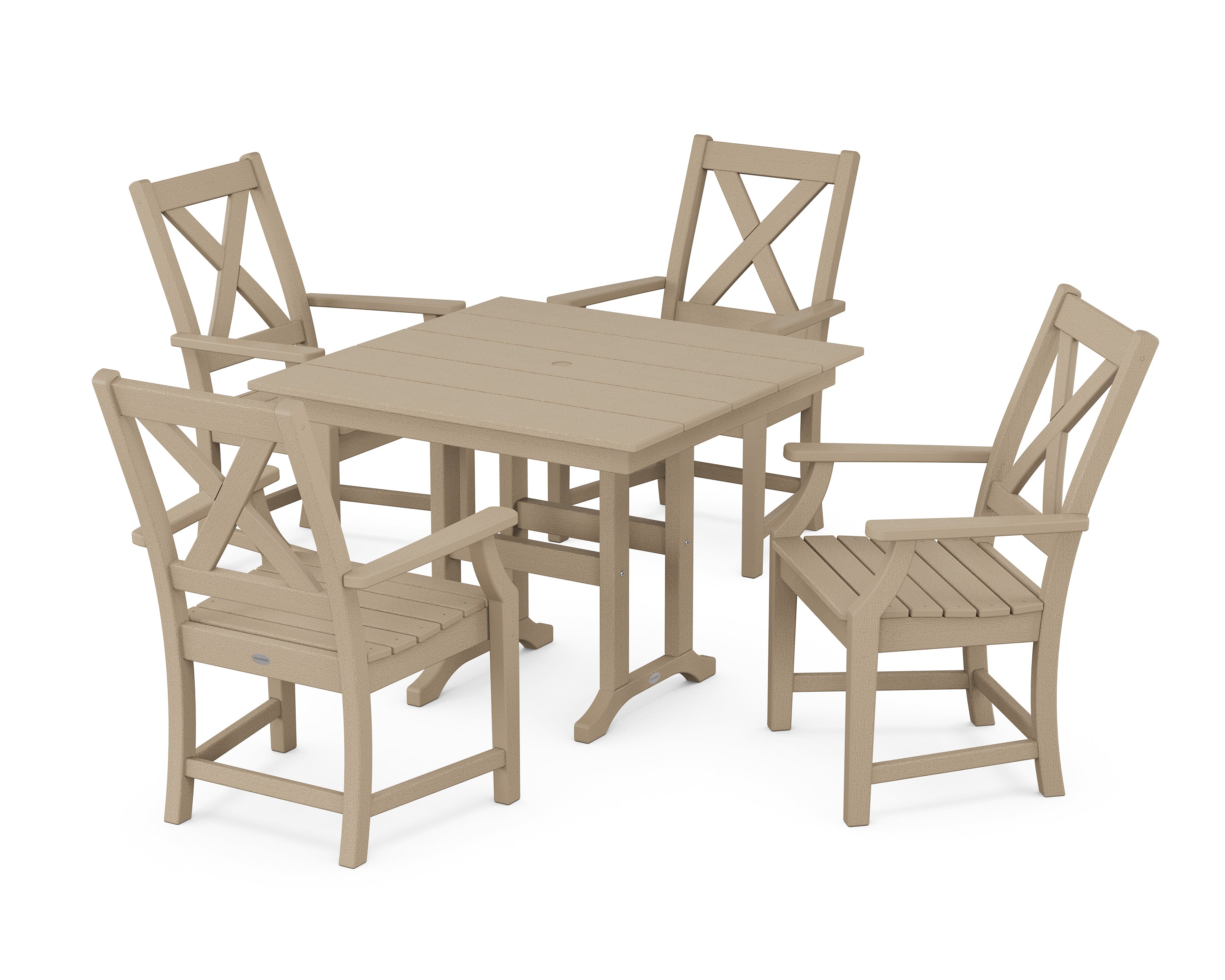 POLYWOOD Braxton 5-Piece Farmhouse Dining Set in Vintage Sahara