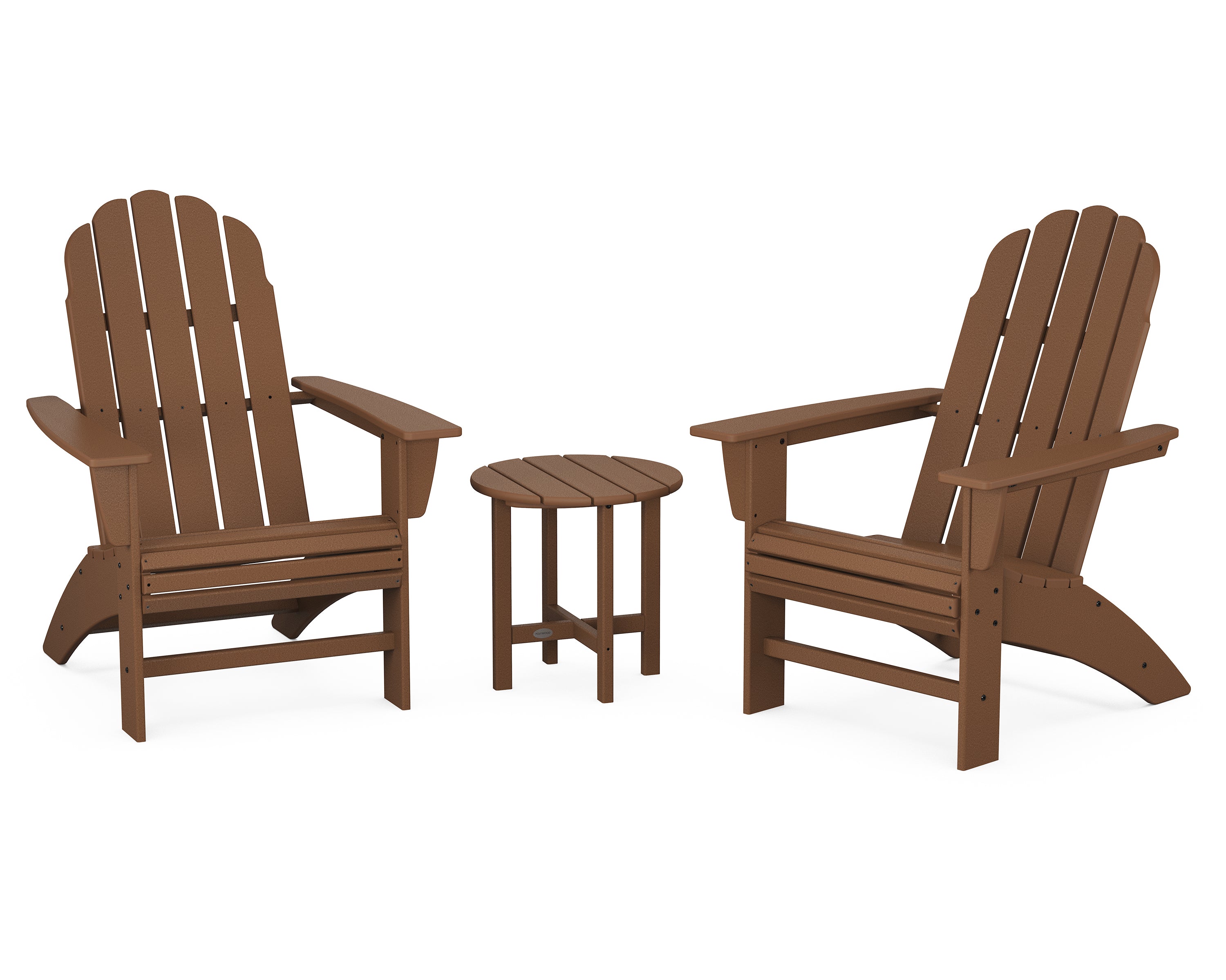 POLYWOOD Vineyard 3-Piece Curveback Adirondack Set in Teak