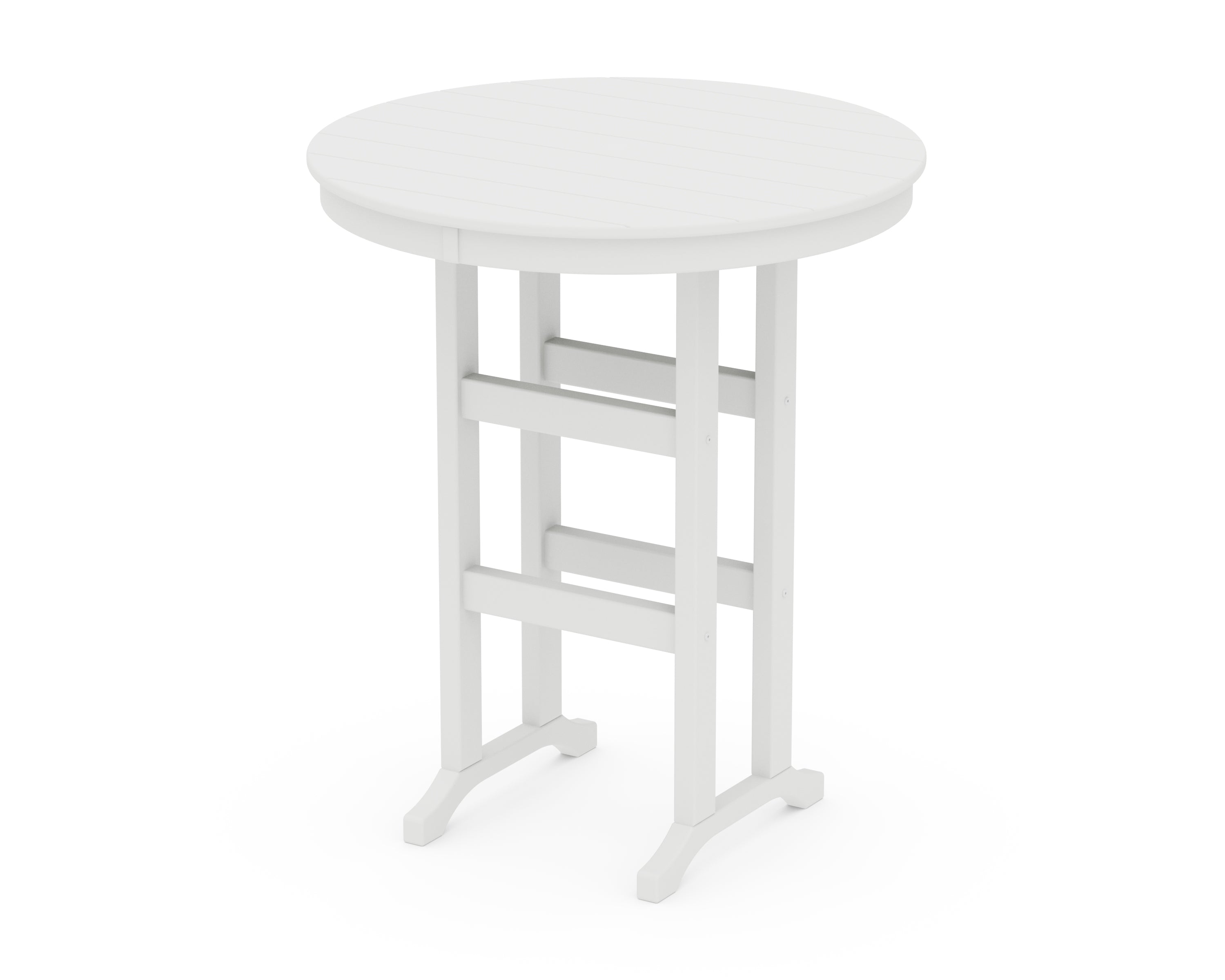POLYWOOD 36" Round Farmhouse Bar Table in White