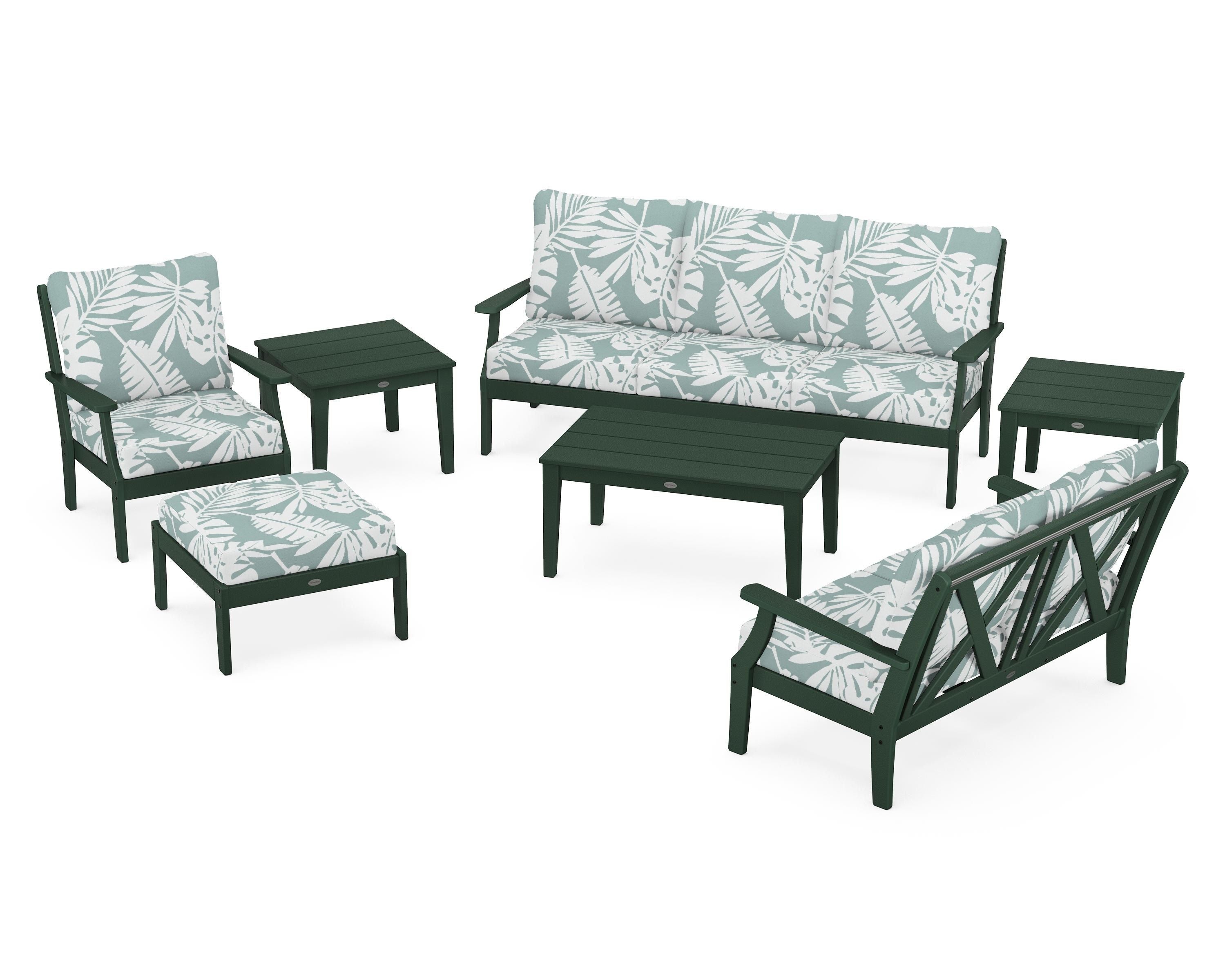 POLYWOOD Braxton 7-Piece Deep Seating Set in Green / Leaf Glacier Spa