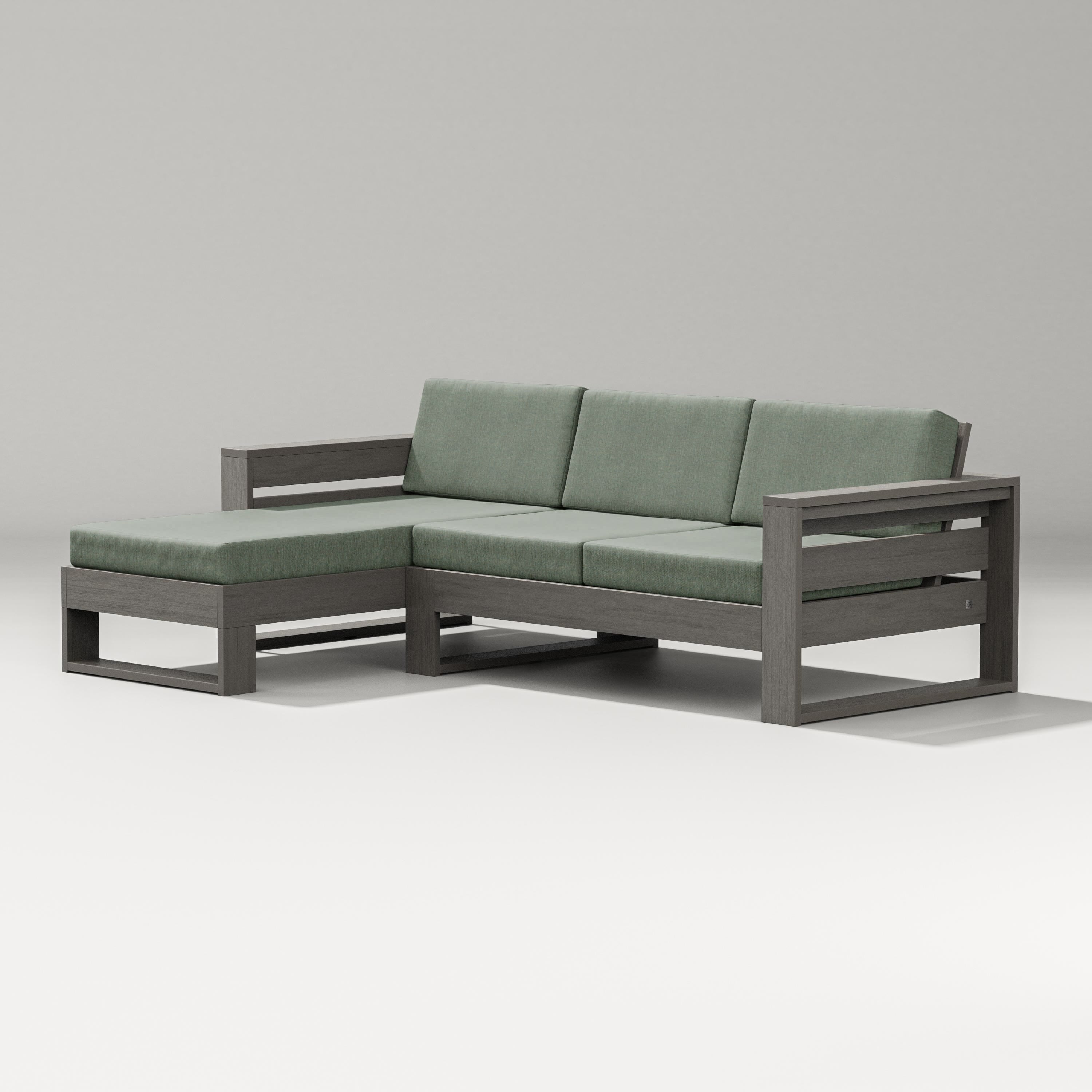 PW Designer Series Latitude Left Chaise Sectional in Driftwood / Cast Sage